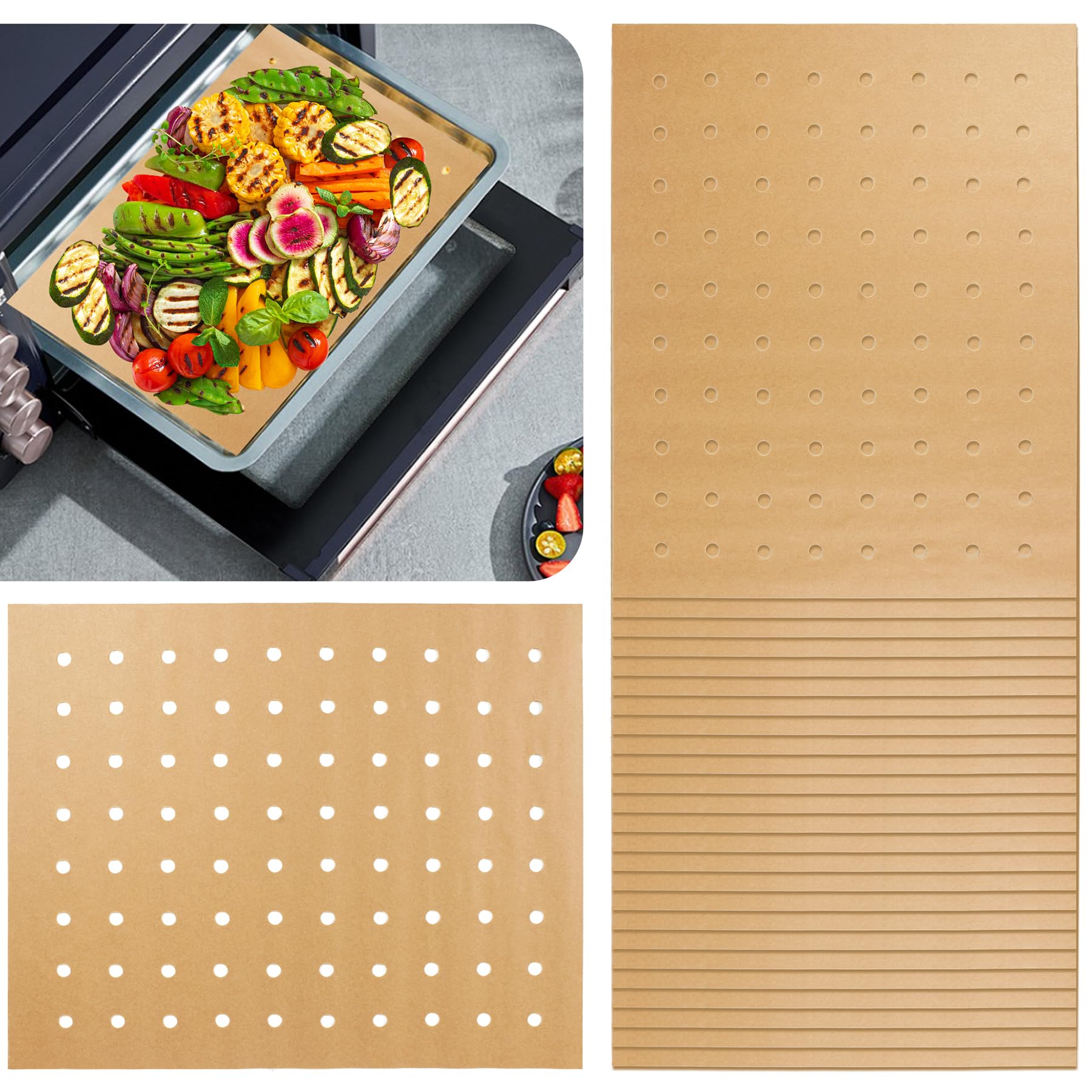 200 Pcs Unbleached Air Fryer Liners, 11 x 9 Inch Disposable Parchment Paper Sheets for Baking - Perfect for Air Fryers, Ovens & Toaster Ovens - Non-Stick Baking Paper for Healthy Cooking & Easy Cleanup