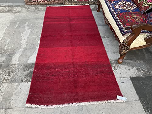 Handmade Overdyed Vintage Turkish Anatolian Rug - Soft Boho Chic Carpet for Living Room, Bedroom, Kitchen & Kids Room Decor - Authentic Vintage Home Decor Rug for Boho Style Interior Design