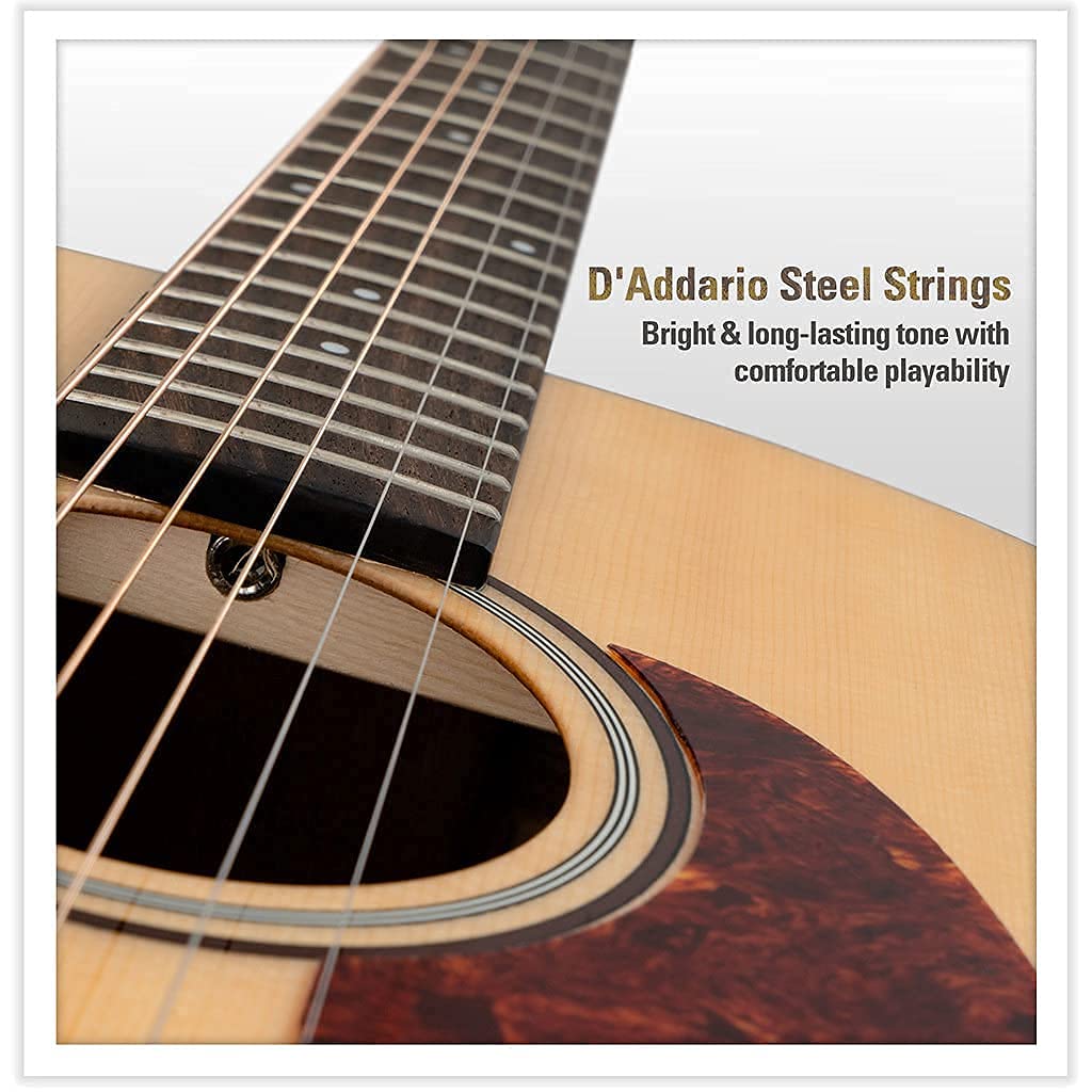 Sigma Junior 3/4 Size Acoustic Guitar with Solid Spruce Top, Mahogany Back & Sides - Natural Gloss Finish, Rosewood Bridge & Premium Steel Strings | Compact Travel Guitar for Kids & Beginners | Perfect for Camping, Road Trips & Small Hands