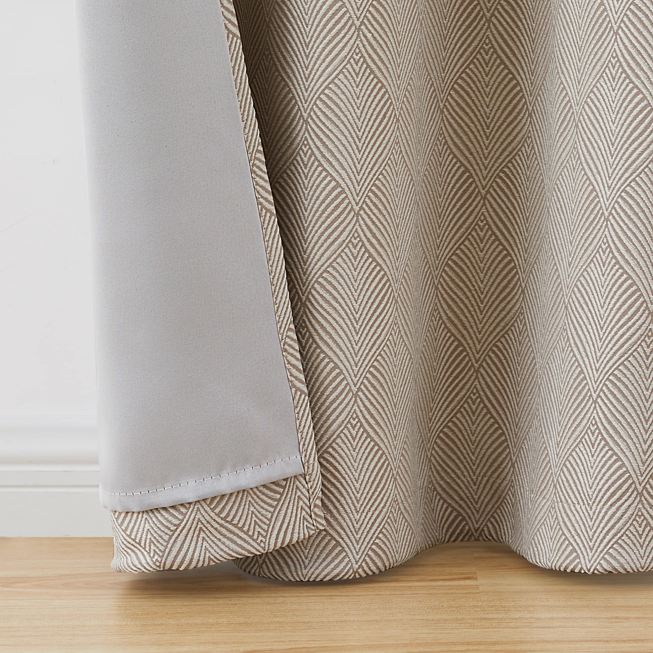 Tahari Home - Lustrous Grommet Top Curtain Panel Pair, Stylish Home Decor for Living Room & Bedroom (Galene Taupe, 76