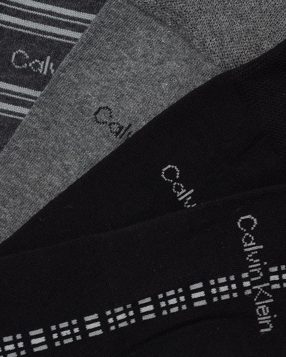 Calvin Klein Men's Dress Socks - Soft Cotton Blend Crew Socks with Stylish Patterns (4-Pack) for Business, Office & Formal Occasions