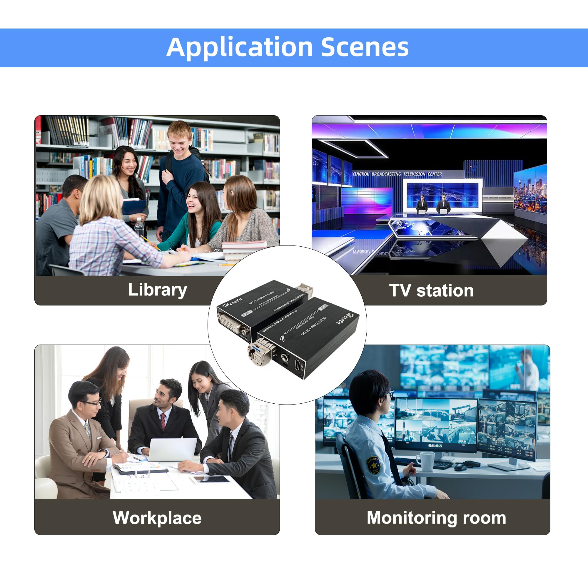 4K HD Mini DVI to Fiber Optic Extender - 20km Single-Mode Video Converter with External Stereo Audio | Ideal for Long-Distance CCTV, Broadcast & Conference Room AV Systems