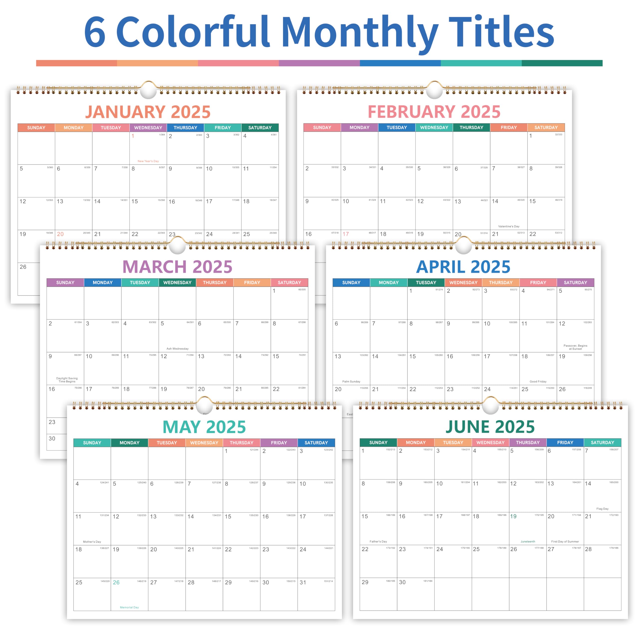 2025 Wall Calendar - Spiral Bound January to December 2025 with Premium Thick Paper, 14.5