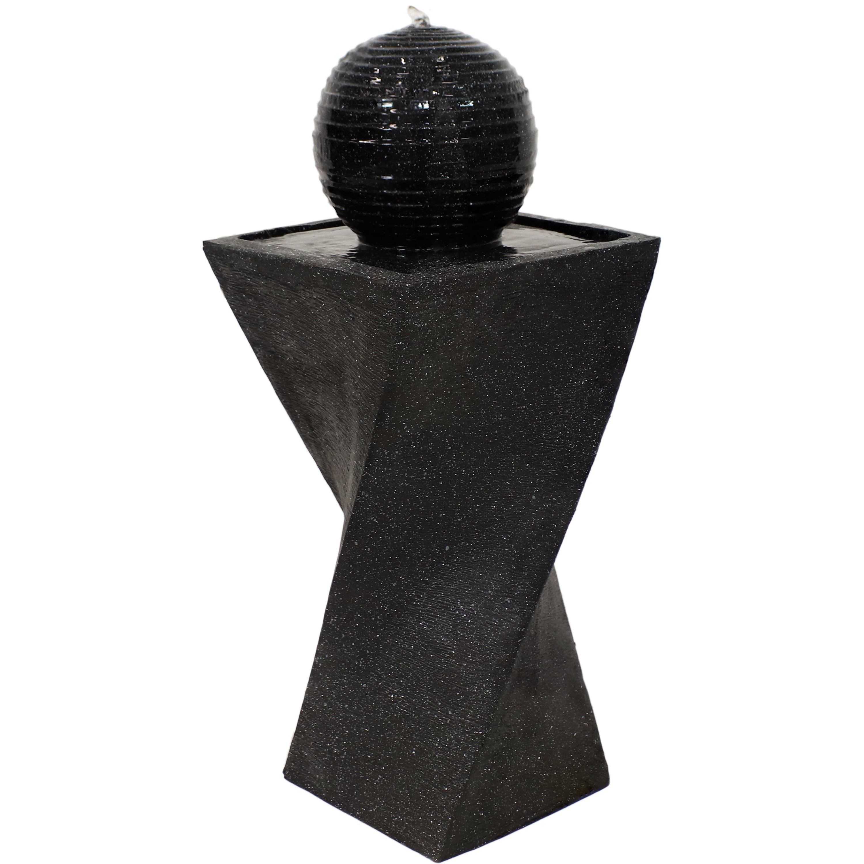 Sunnydaze Black Ball Solar Water Fountain with Battery Backup - 32 Inch Outdoor Garden Water Feature for Patio, Yard, and Pond Decoration | Solar Powered Water Pump with LED Lights for Nighttime Ambience