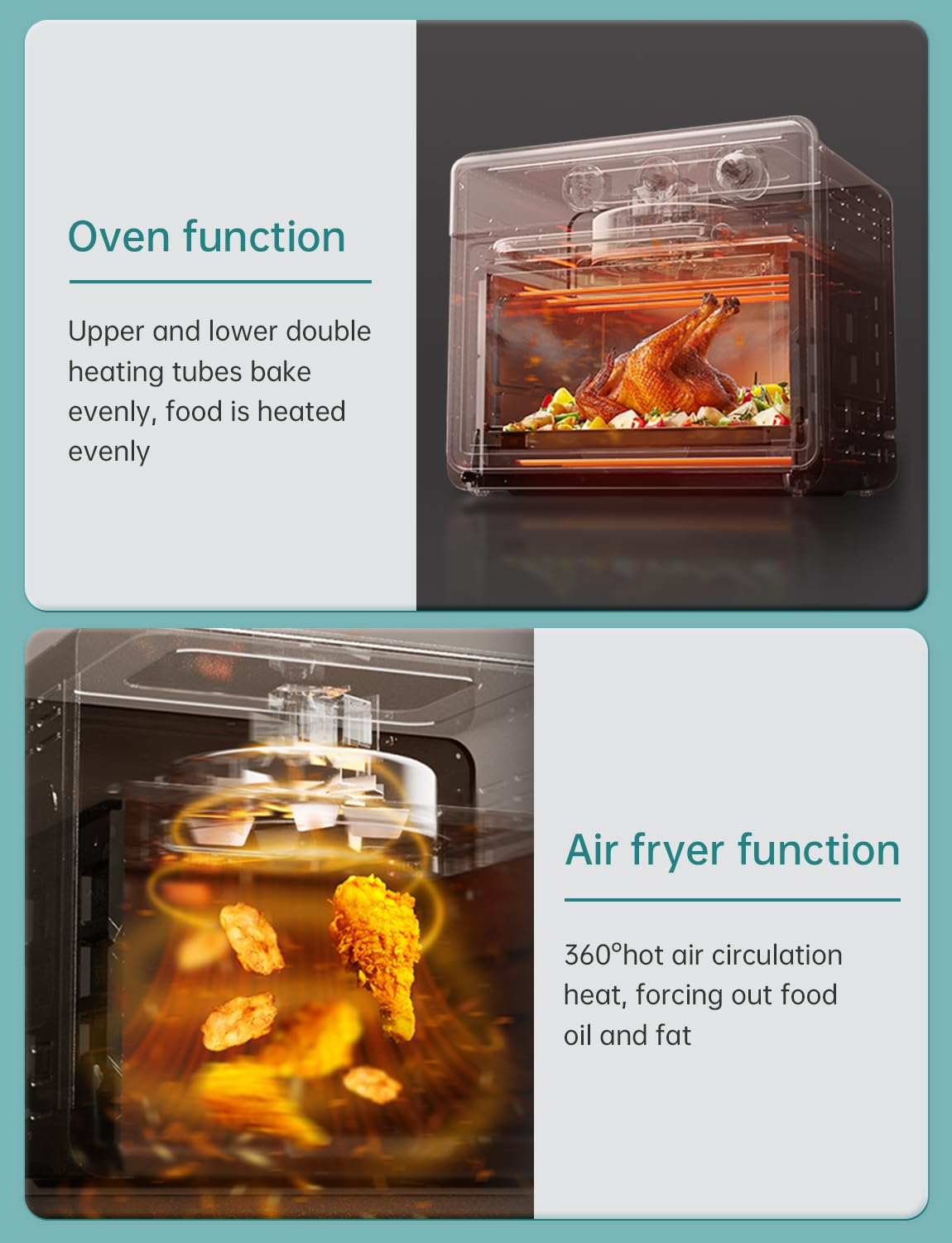 Neretva 21 QT 6-in-1 Toaster Oven Air Fryer Combo - 1500W Compact Countertop Toaster Oven with Rapid Heat Technology for Baking, Toasting, Broiling, Air Frying & Defrosting - Stainless Steel Design - Perfect for Small Kitchens, Dorms & RV Cooking