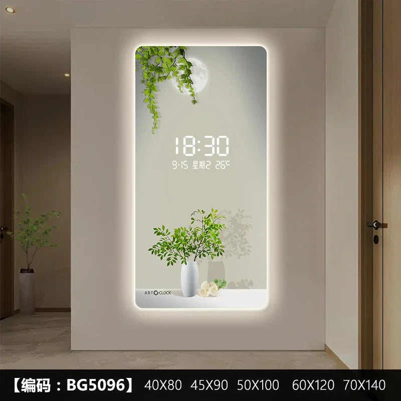 Modern Green Plant Digital Plug-in Electronic Wall Clock - Perfect for Home, Office & Kitchen Decor