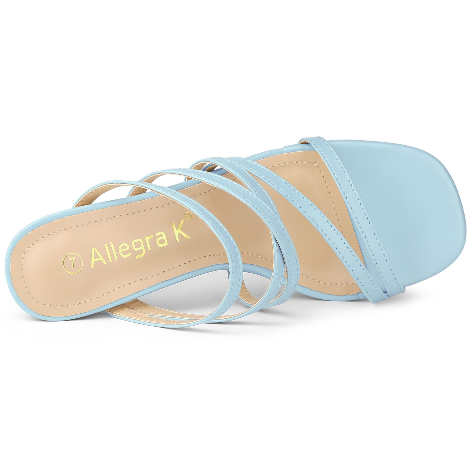 Allegra K Women's Strappy Block Heel Slide Sandals - Comfortable Summer Dress Shoes for Weddings, Parties & Beach Vacations