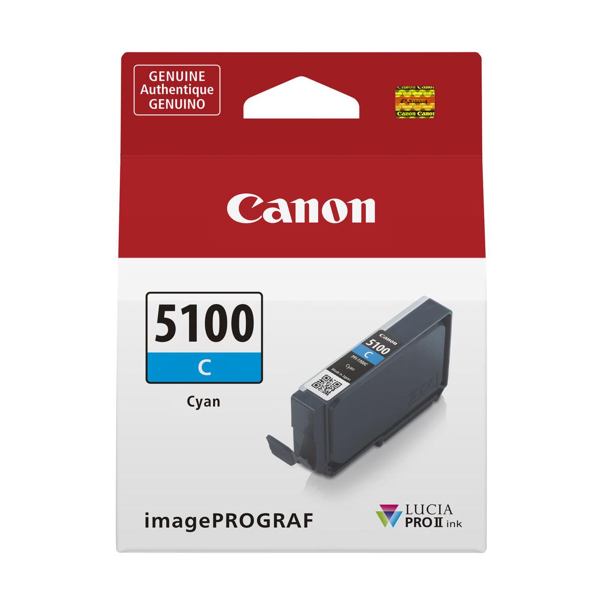 Canon PFI 5100 LUCIA PRO II Cyan Ink Cartridge for PRO-310 Printer - High-Quality Photo Printing for Professional Photographers & Artists