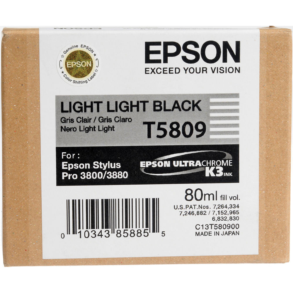 Epson T580900 Ultrachrome Light Black Ink Cartridge for SureColor SC-P3800/SC-P3880 Printers - High-Quality Photo & Fine Art Printing