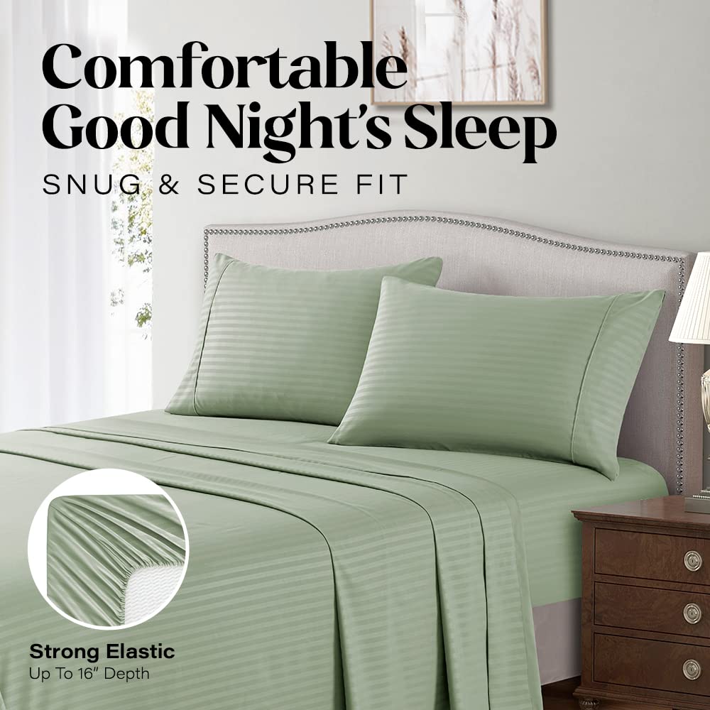 Queen Size Sheet Set - 4-Piece Soft & Cooling Microfiber Bedding with Deep Pockets (1 Fitted Sheet, 1 Flat Sheet, 2 Pillowcases) - Wrinkle-Free, Breathable & Luxurious for All-Season Comfort - Perfect for Master Bedrooms, Guest Rooms & Vacation Homes