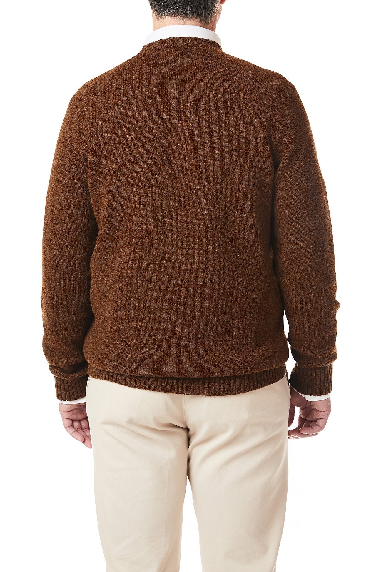 Premium Shetland Wool Crew Neck Sweater in Tobacco Mix - Warm & Cozy Knit Pullover for Men & Women | Perfect for Fall, Winter & Casual Outfits