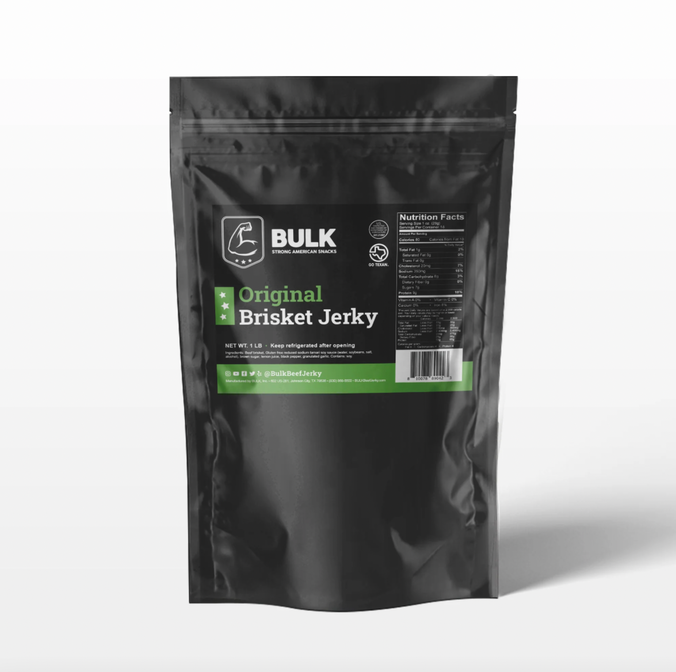 Original Pepper Brisket Beef Jerky - Bulk Pack | High Protein, Low Carb Snack for Hiking, Camping & Road Trips