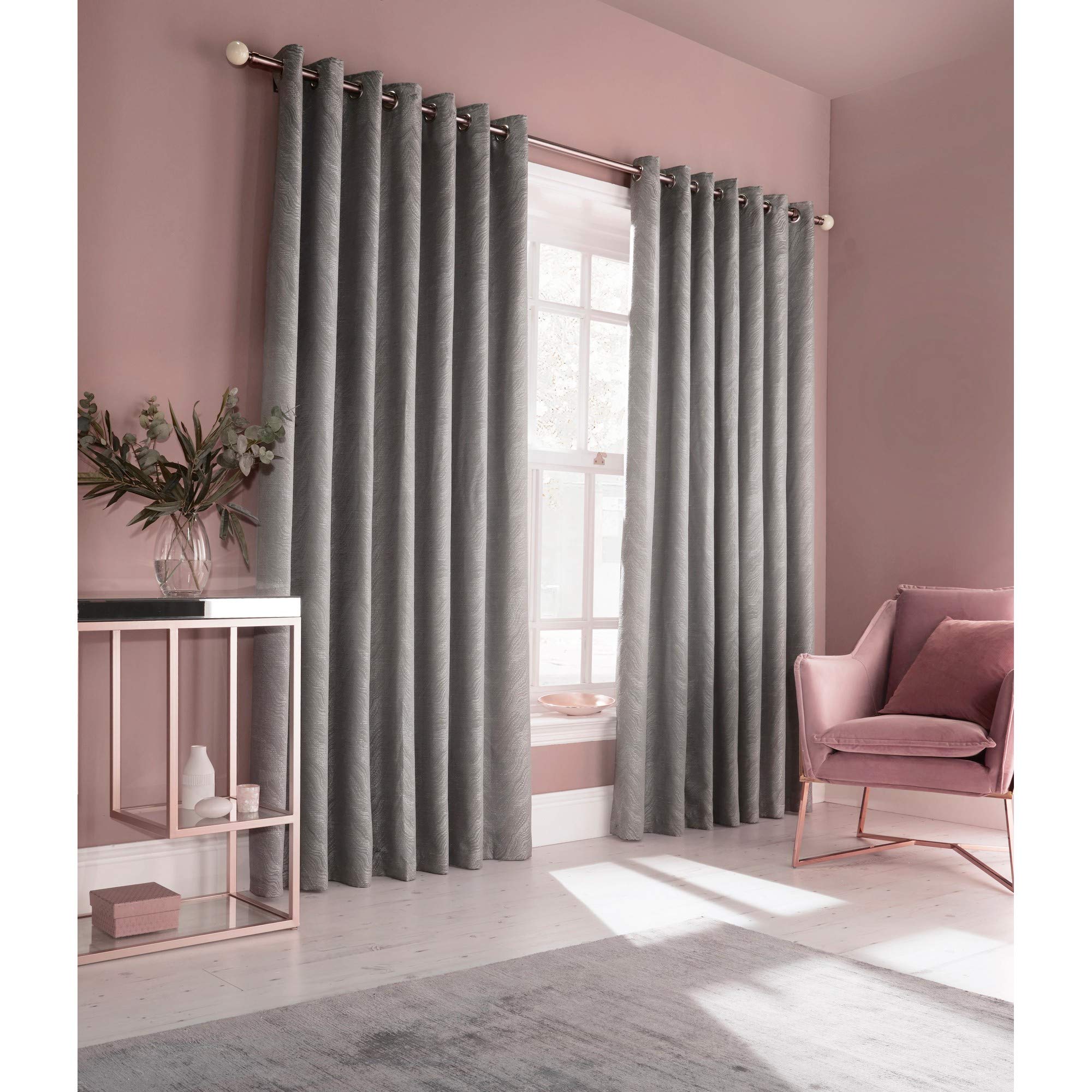 Himalayan Jacquard Design Eyelet Curtains - Set of 2 Panels, Elegant Window Treatments for Living Room & Bedroom