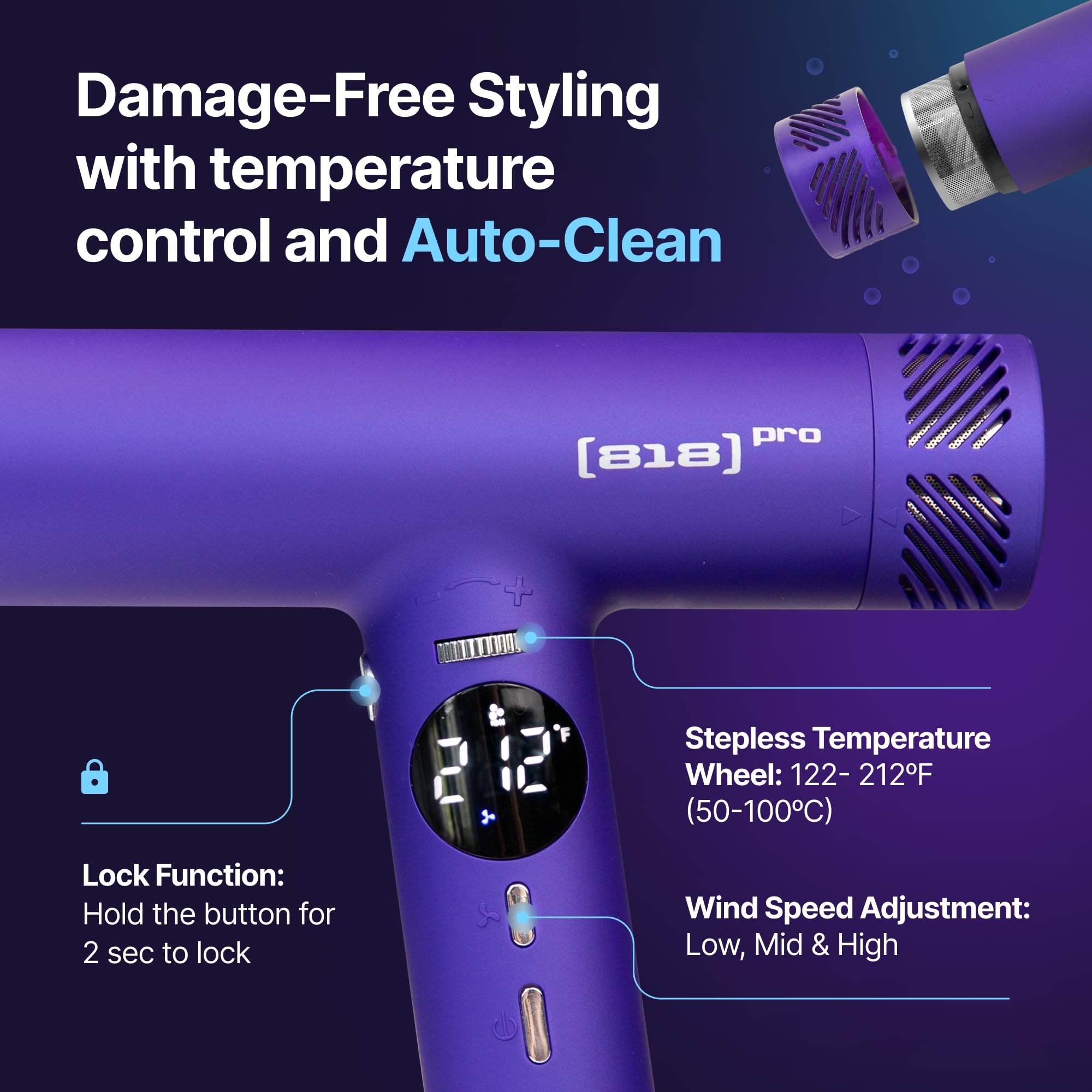 Professional 818 Pro Salon Hair Dryer & Straightener Set - 110,000 RPM High-Speed Ionic Blow Dryer with Diffuser & Titanium 2-in-1 Straightener/Curler - 9ft Detachable Cord for Home & Salon Use - Perfect for Styling, Smoothing & Volumizing Hair