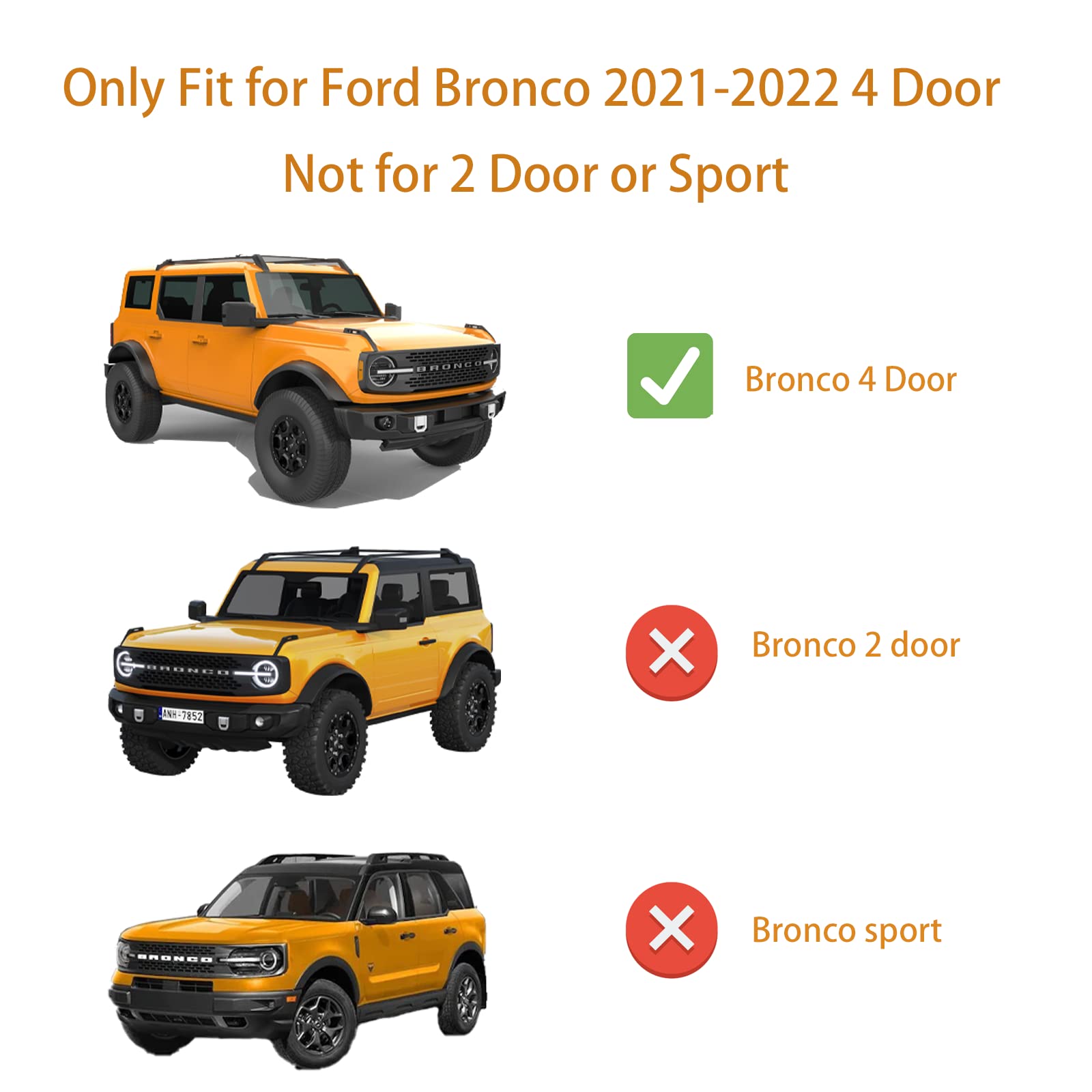 Black Running Boards & Side Steps for 2021-2023 Ford Bronco 4 Door - Heavy Duty Nerf Bars Off Road Accessories | Perfect for Trail Riding & Outdoor Adventures