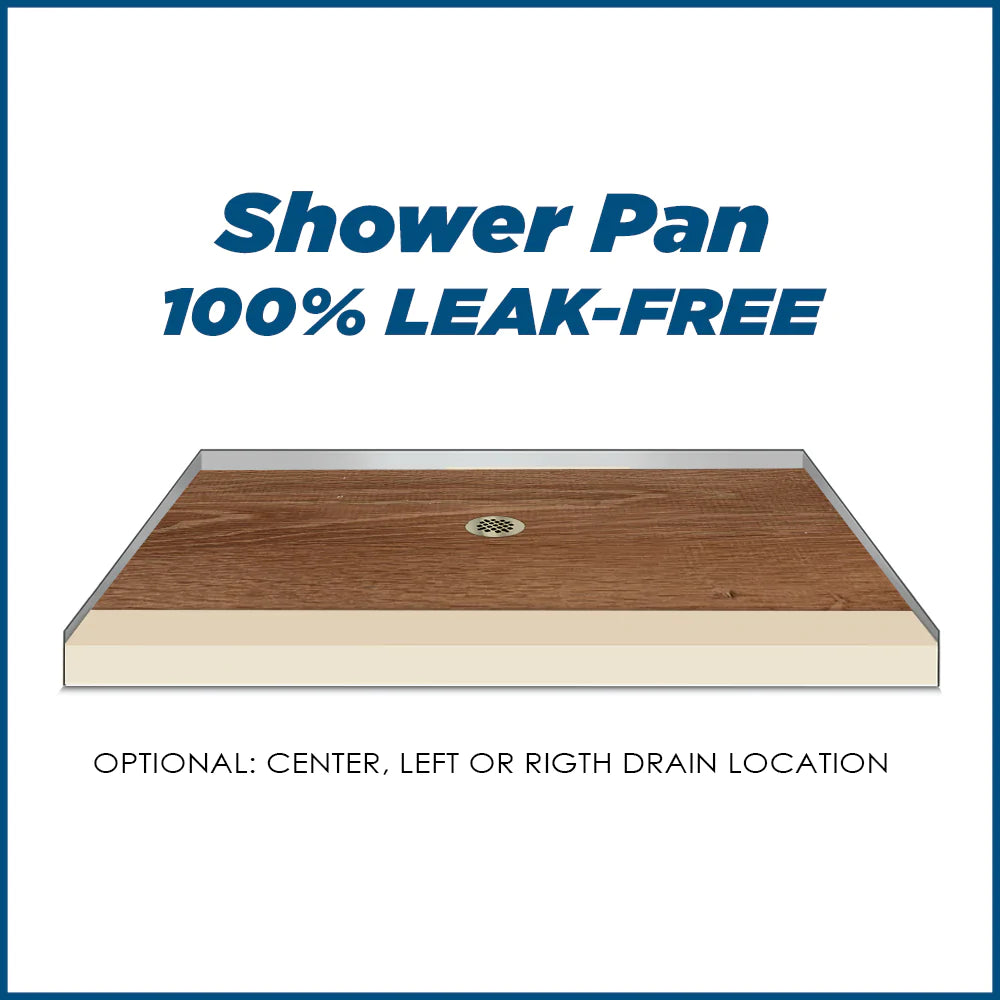 Lifeproof Burnt Oak Desert Sand 60-Inch Alcove Stone Shower Enclosure Kit - Waterproof Bathroom Upgrade for Modern Homes