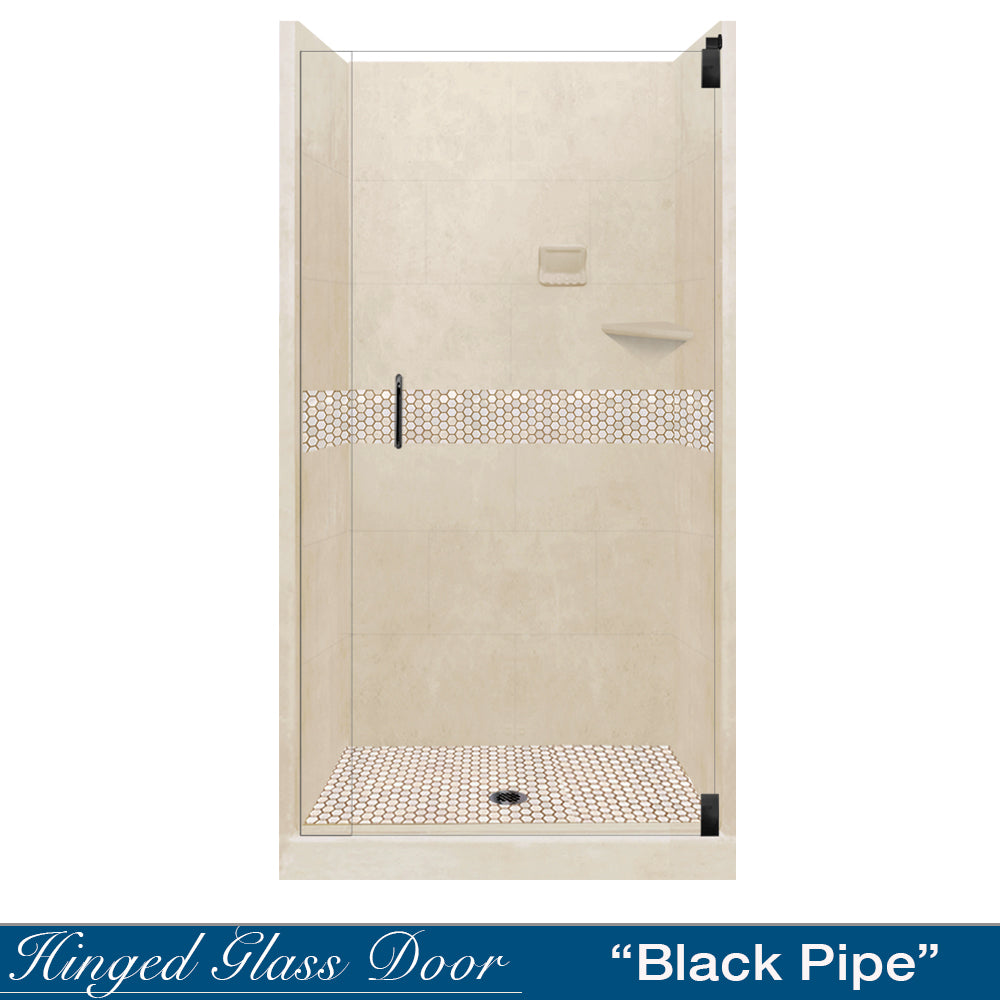 Alcove Desert Sand Sistine Stone & Honey Hex Mosaic Tile Accent - DIY Shower Remodel Kit for Bathroom Wall & Floor Backsplash | Perfect for Home Renovation & Spa Style Decor