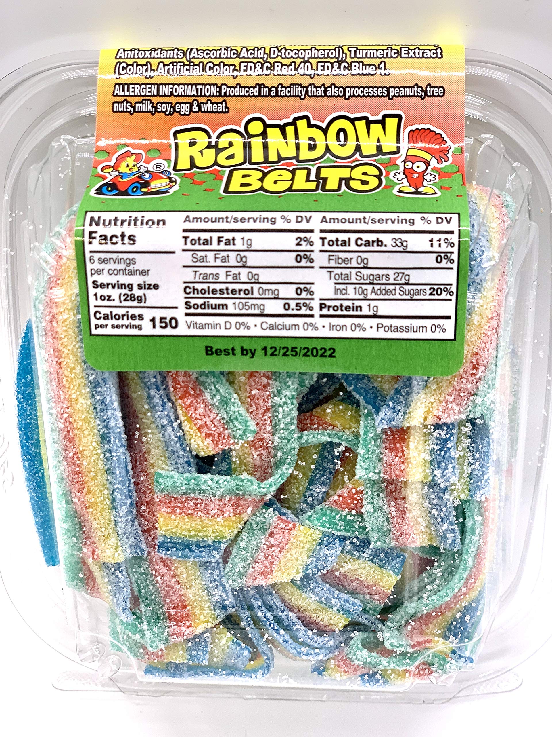 Alamo Candy Sour Belts - 1 Count Peelable Rainbow Belts | Tangy & Chewy Candy for Parties, Movie Nights & Snack Time