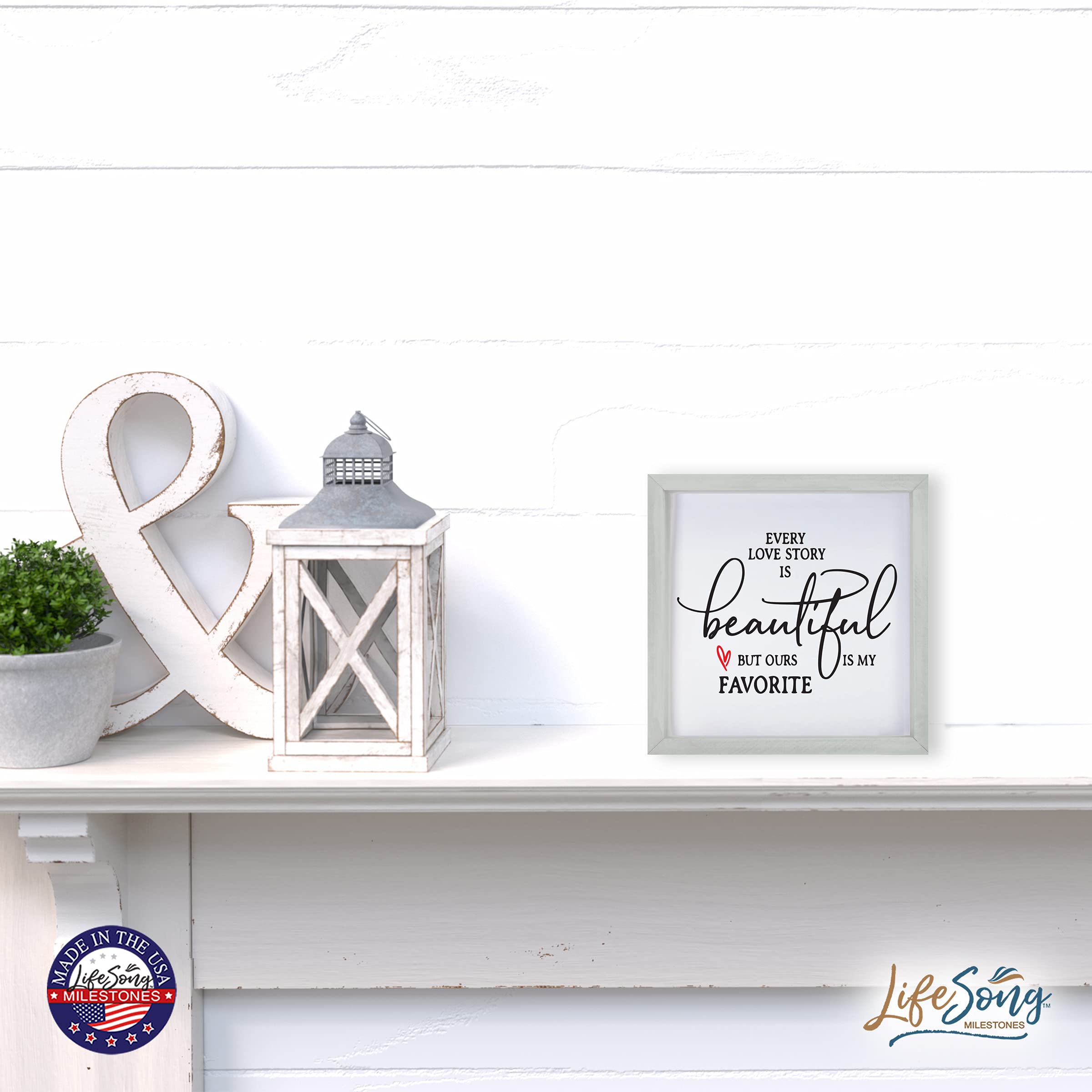 LifeSong Milestones Custom Inspirational Wooden Wall Art - 7x7 Framed Shadow Box with Modern Quotes - Perfect for Home Decor, Office Gift & Nursery Wall Hanging (Gray)