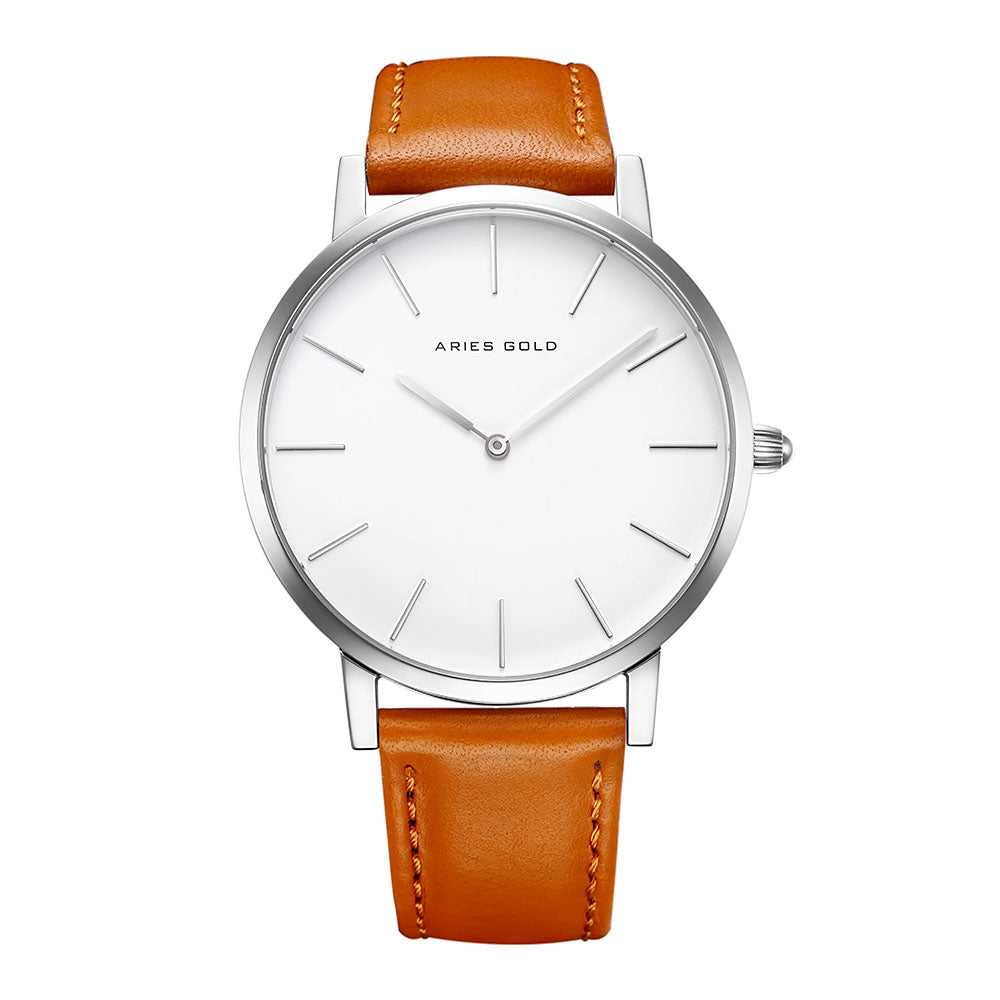 ARIES GOLD URBAN SANTOS G 1022 Men's & Women's Brown Leather Strap Watch - Stylish Unisex Timepiece for Casual Wear & Business Occasions