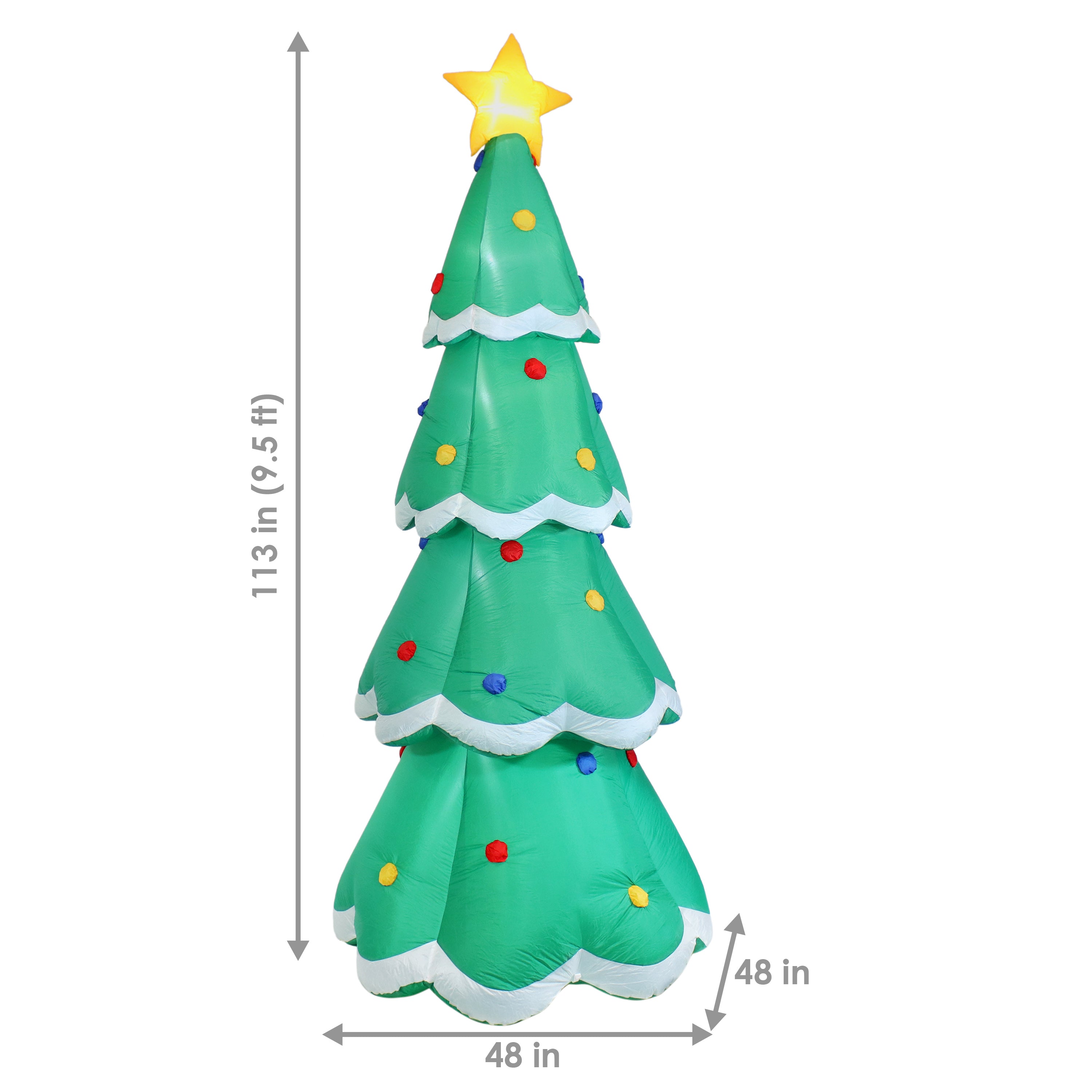 9.5ft Pre-Lit Inflatable Christmas Tree Outdoor Decor - Sunnydaze Holiday Yard Decoration for Christmas, Xmas Party & Winter Festival Decorations
