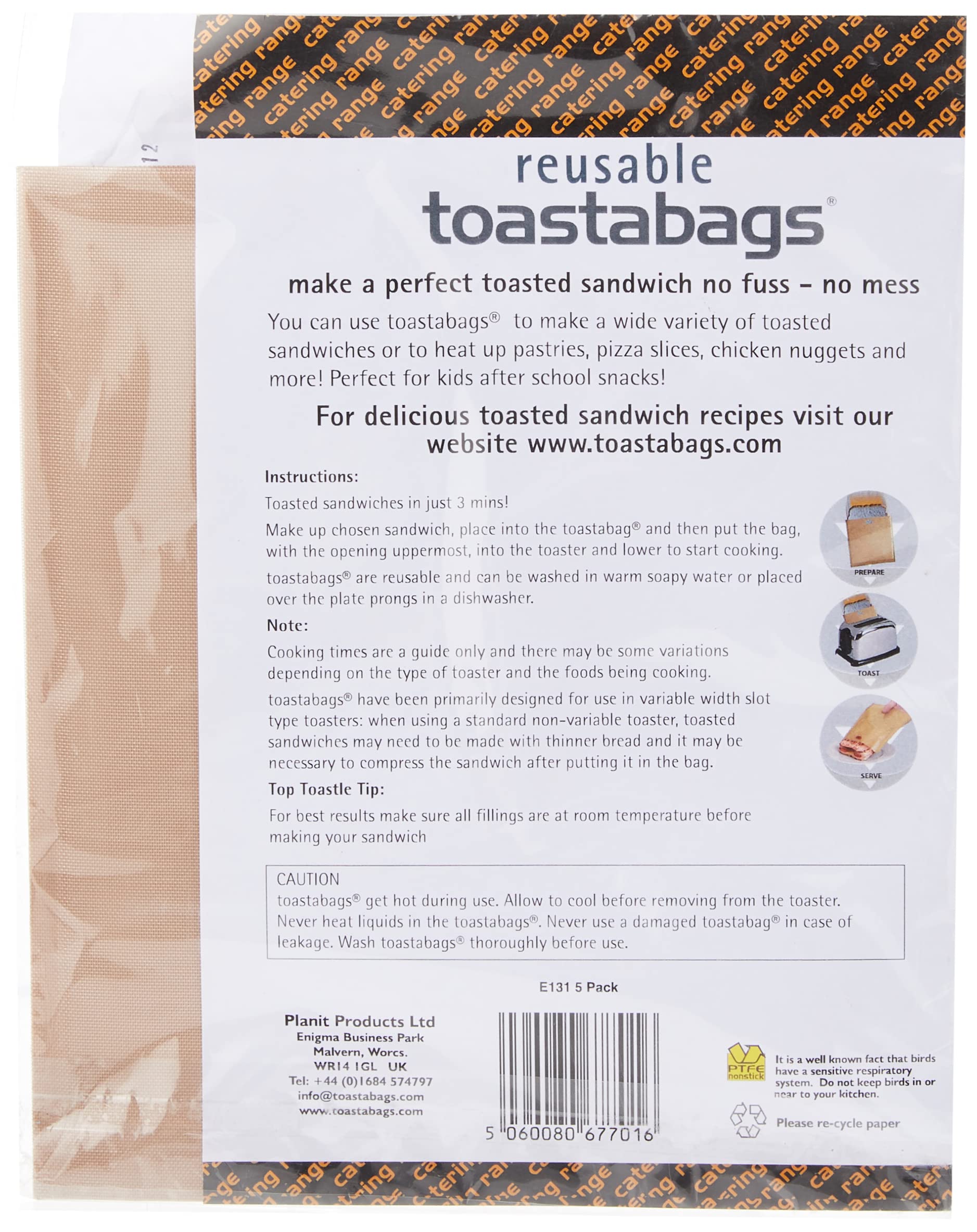 Reusable Toaster Bags - 4 Pack Non-Stick Toast Maker for Sandwich, Bagel & Pastry | Safe & Easy Small Kitchen Appliance | Perfect for Breakfast, Catering & Food Prep | Eco-Friendly & Durable (Brown)