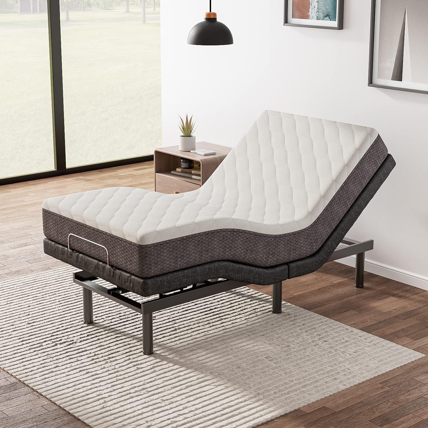 Twin XL Adjustable Bed Base Frame with 3-Speed Massage & USB Ports - Wireless Remote, Zero Gravity & Height Adjustment - Perfect for Home, Office & Guest Room Comfort