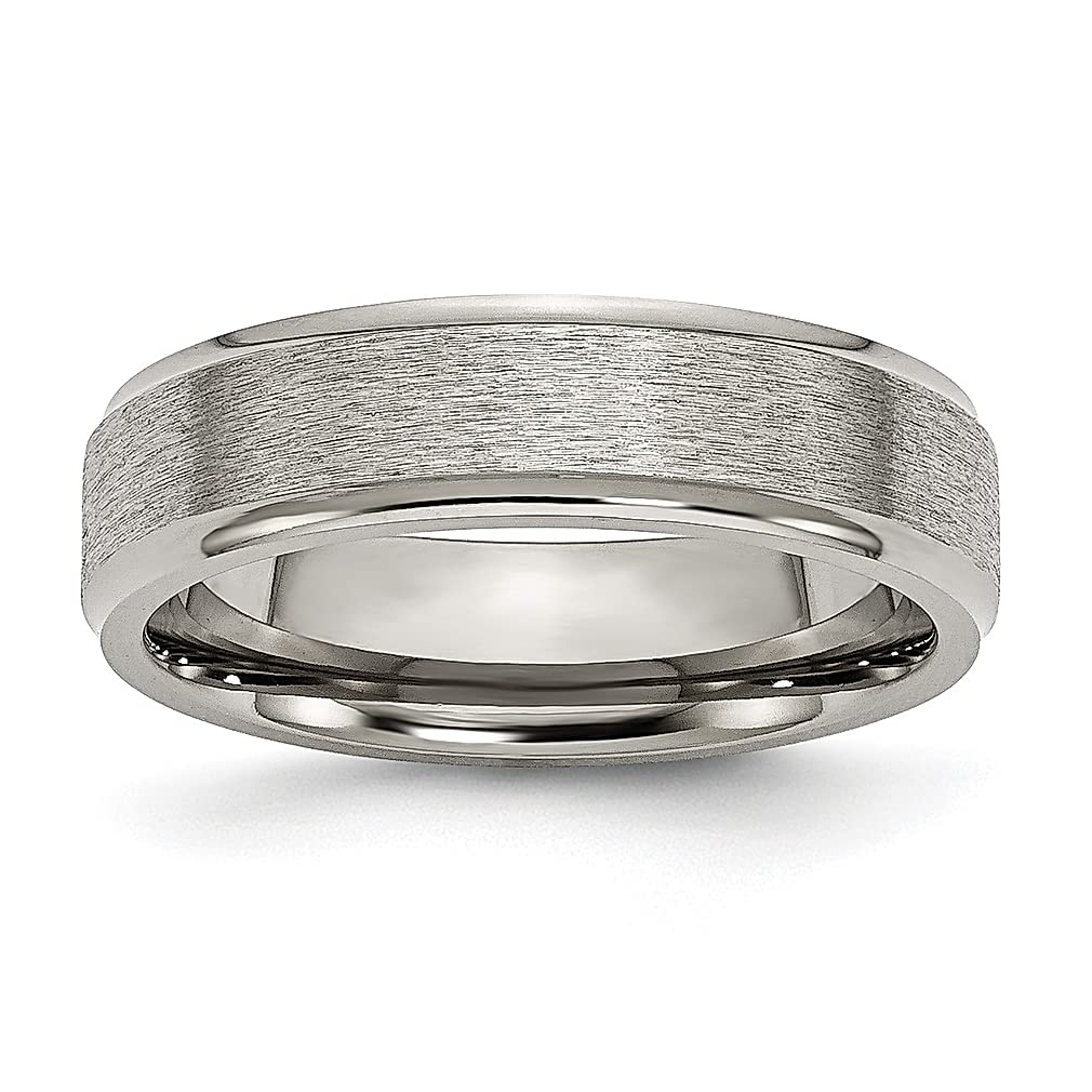 ICE CARATS 6mm Titanium Ridged Edge Band Ring for Men - Classic Flat Wedding Ring, Fashion Jewelry Gift for Dad, Husband & Boyfriend - Perfect for Anniversaries, Engagements & Special Occasions