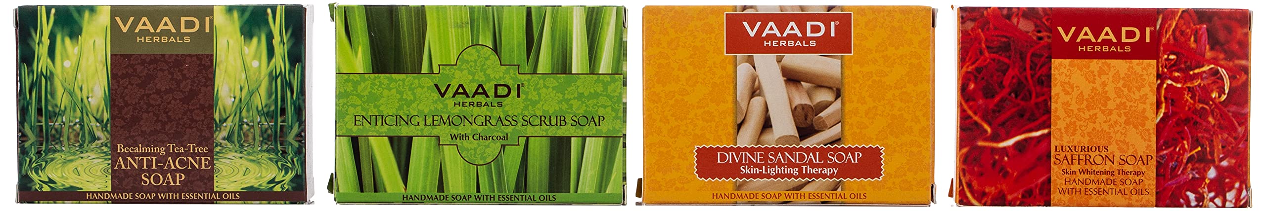 Vaadi Herbals Premium Royal Indian Herbal Soap Gift Set - 100% Natural Handmade Soap Bars for Dry & Sensitive Skin (290g) - Perfect for Spa Day, Self-Care Gifts & Ayurvedic Skincare Routine