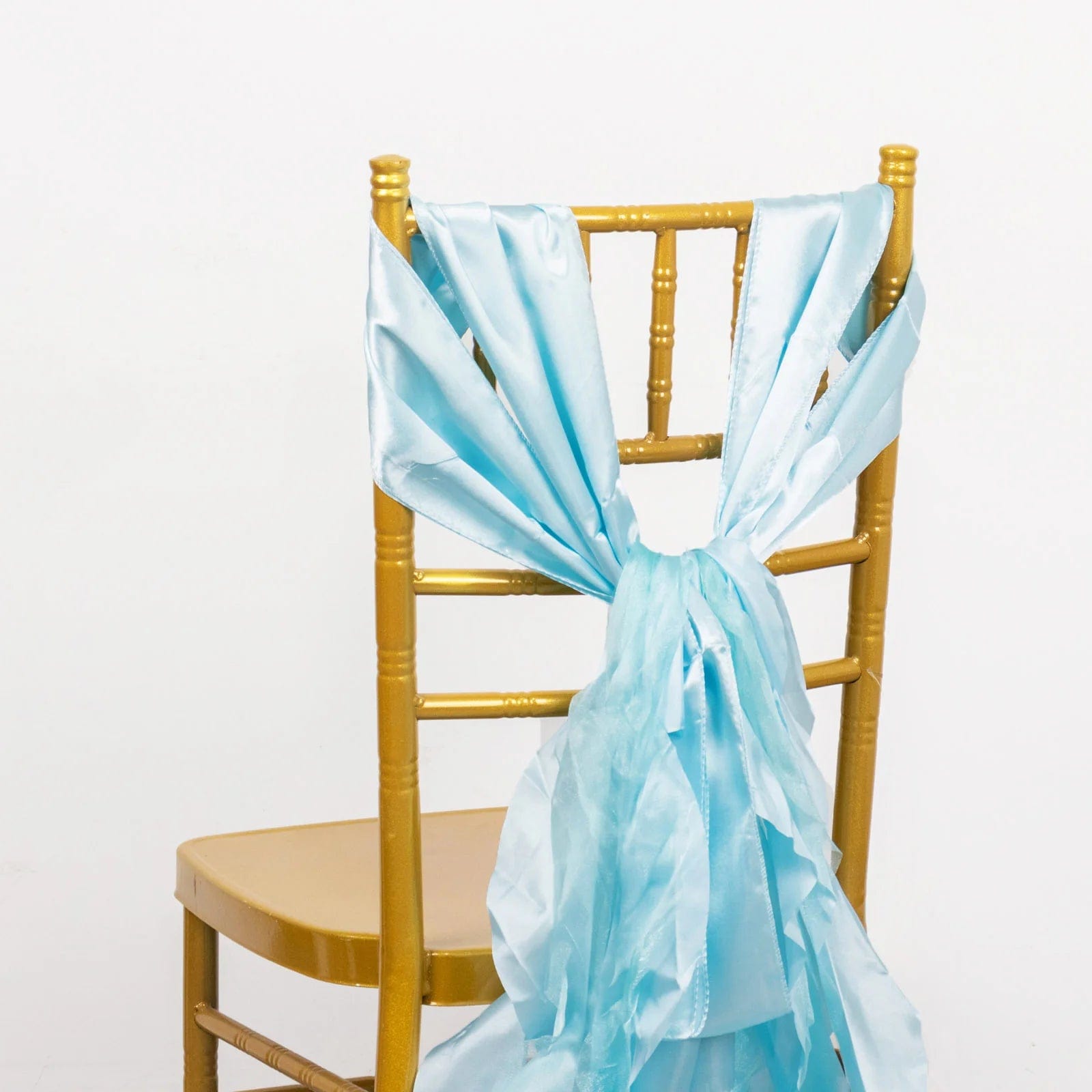 5 Pack Curly Willow Chiffon Satin Chair Sashes - Elegant Wedding Decor, Bridal Shower & Party Chair Ribbons for Banquet, Reception, and Special Events