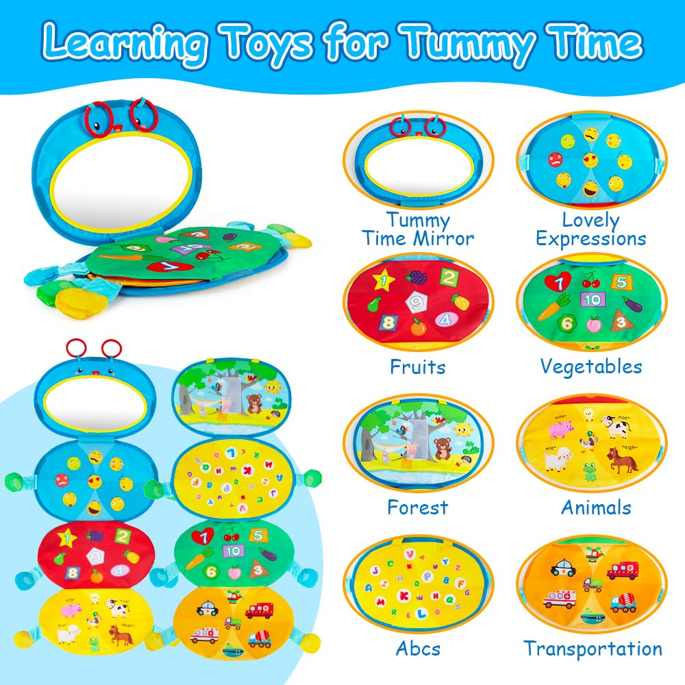 High Contrast Baby Mirror & Crinkle Toys for Tummy Time - Sensory Learning & Brain Development for Newborns 0-6 Months - Perfect Infant Toys for 3-6 Month Olds - Great Gift for Baby Showers & Early Childhood Development