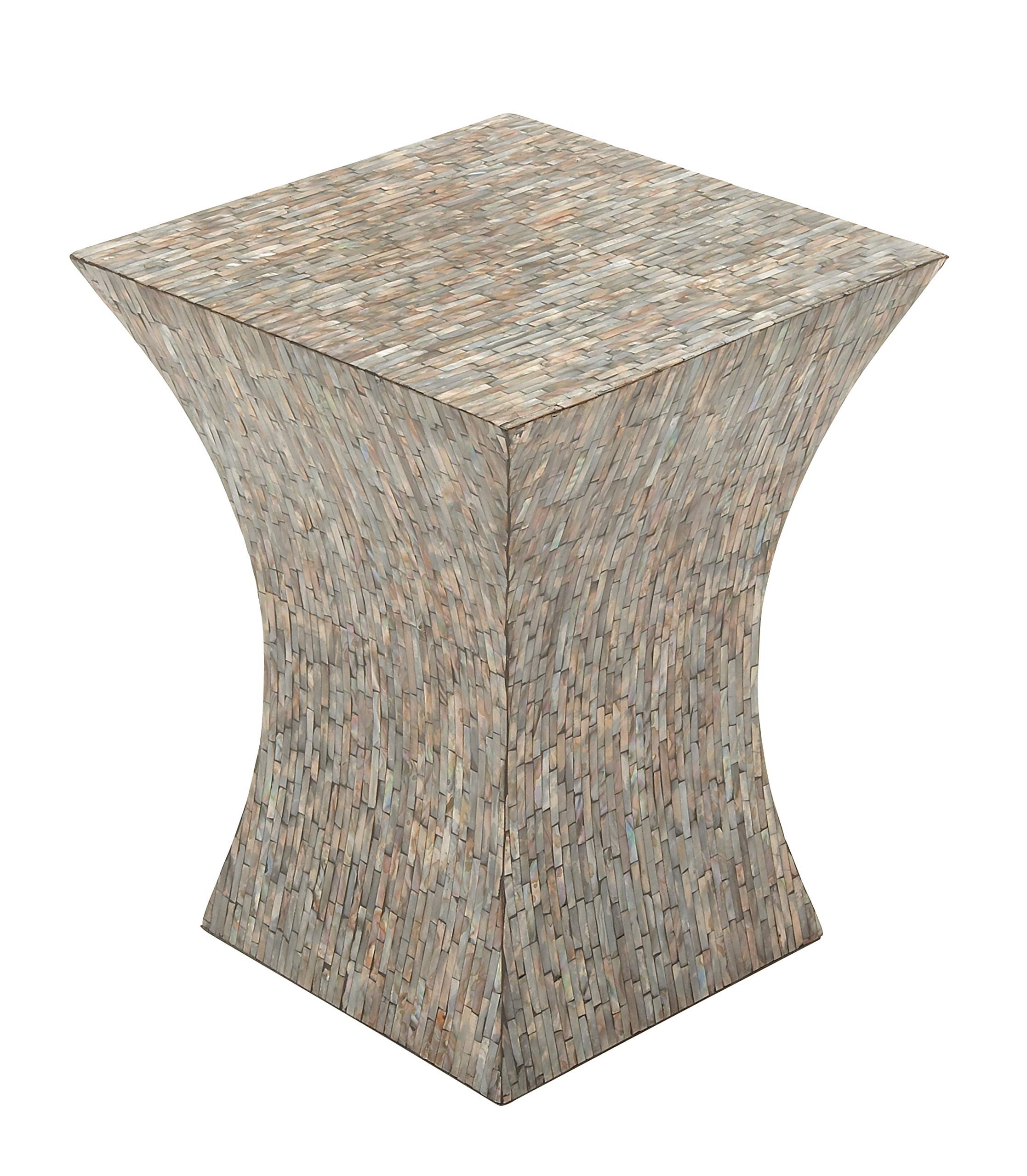 Handmade Mother of Pearl Shell Hourglass Shaped Accent Table - 15