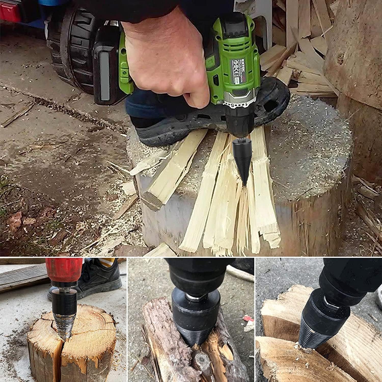 32mm Sherem Easy Split Drill Bit - Wood Splitter & Firewood Drill Bit Set for Efficient Log Splitting | Perfect for Firewood Preparation, DIY Woodworking, and Outdoor Camping