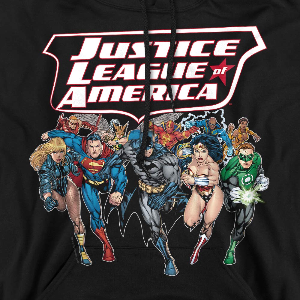 Trevco JLA Justice League Charging Unisex Adult Pullover Hoodie - Superhero Graphic Sweatshirt for Men & Women - Perfect for Cosplay, Comic Con & Casual Wear