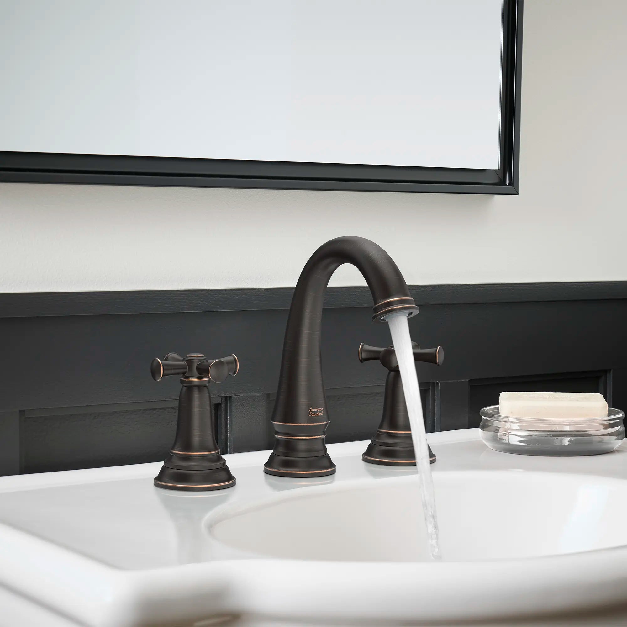 Delancey® 8 Inch Widespread 2 Handle Bathroom Faucet - 1.2 GPM/4.5 LPM Low Flow - Cross Handles - Perfect for Vanities and Powder Rooms