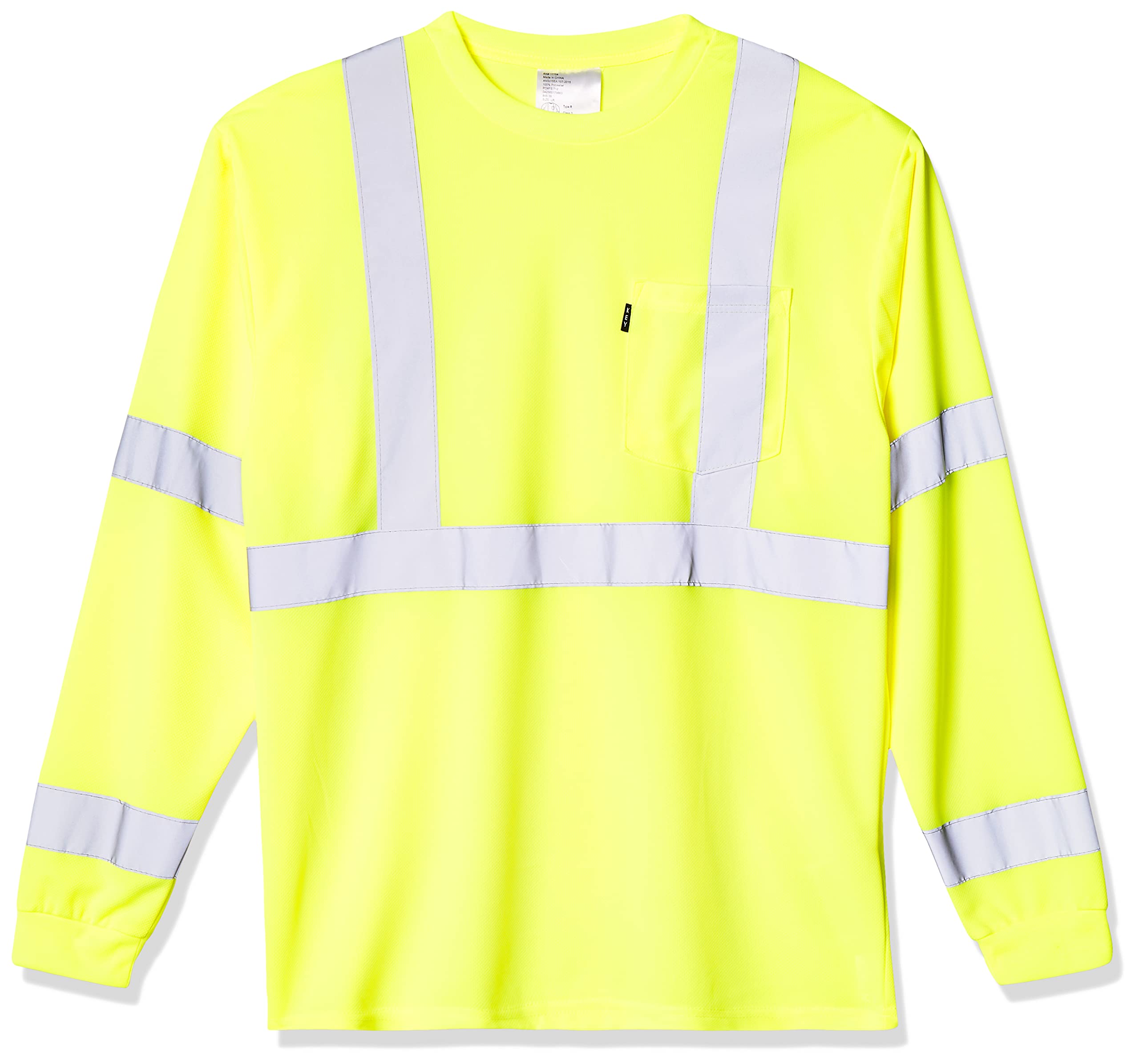 High Visibility Men's Long Sleeve Waffle Tee with Reflective Stripes for Work Safety