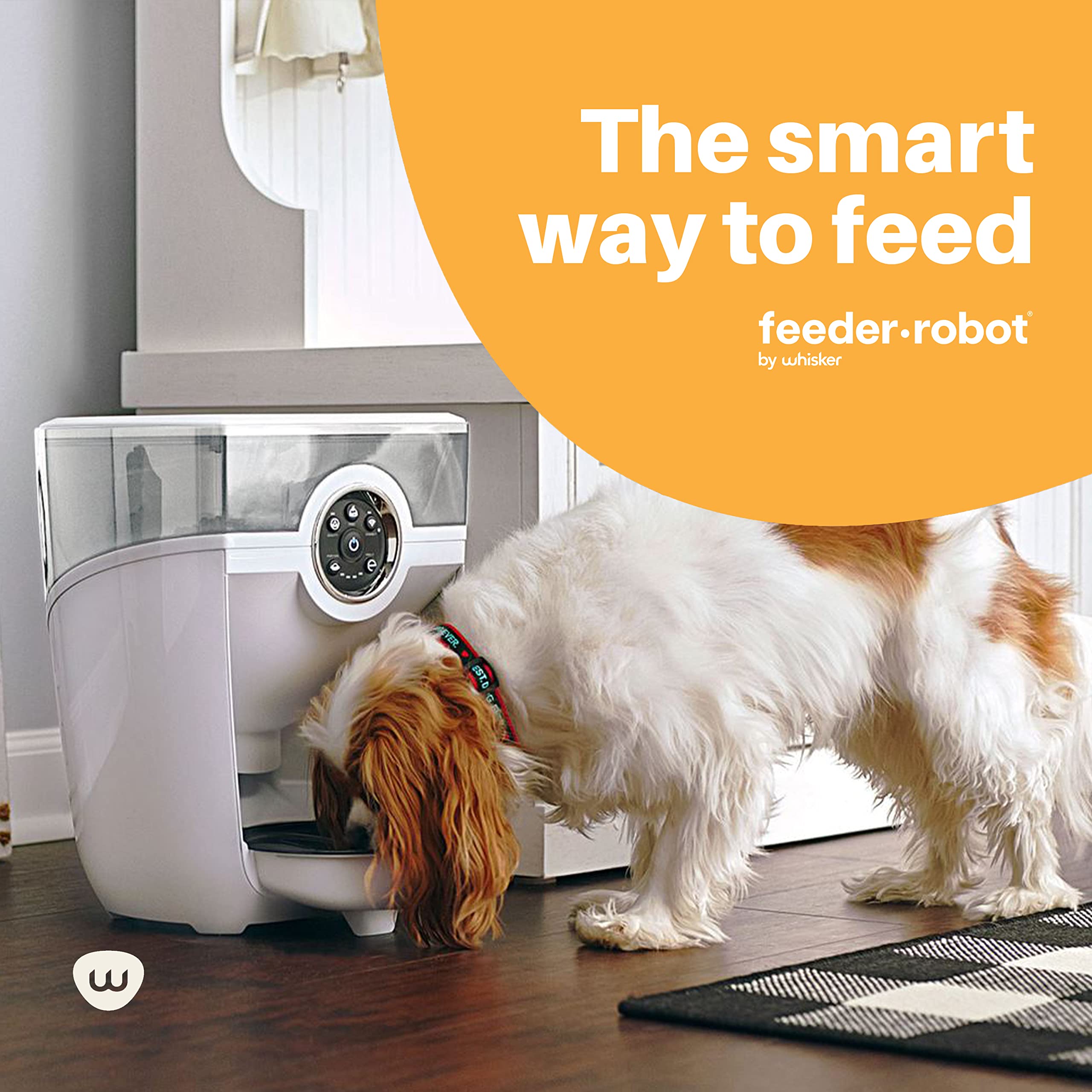 Whisker Feeder-Robot - Smart Automatic Pet Feeder for Cats & Dogs with Backup Battery, Clear Hopper (White) | USA Designed & Assembled | Remote Feeding via App for Home, Travel & Office Use
