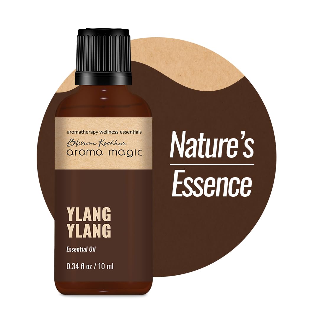 Aroma Magic Ylang Ylang Essential Oil - 100% Pure Natural for Aromatherapy, Diffuser, Massage, Hair & Skin Care | 0.67 Fl Oz/20ml | Relaxation, Stress Relief & Mood Booster | Perfect for Spa, Yoga & Home Use