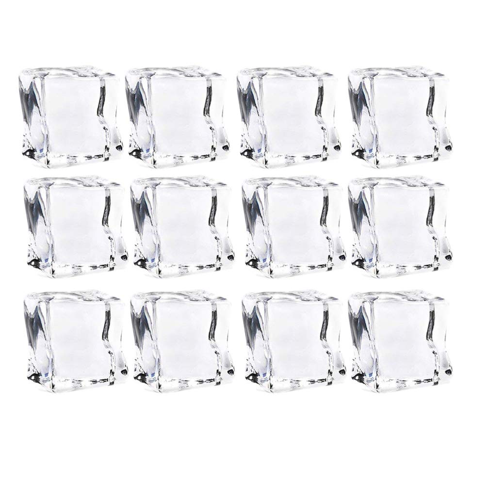 HEALLILY 48pcs Acrylic Fake Ice Cubes - 30mm Realistic Decorative Ice Rocks for Wedding Centerpieces, Party Decor, Vase Fillers & Table Scatter - Perfect for Cocktail Bars, Photo Props, and Themed Events
