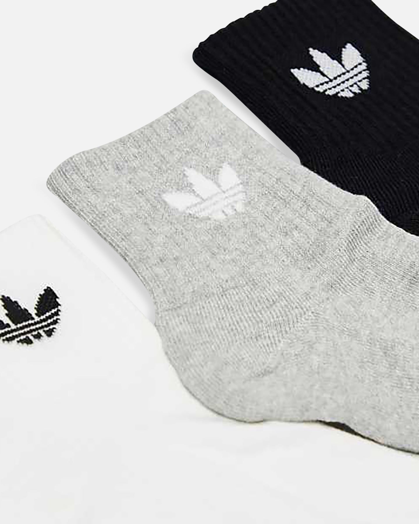 Adidas Mid Crew Socks 3-Pack (White, Grey, Black) - Athletic Socks for Running, Basketball & Everyday Comfort