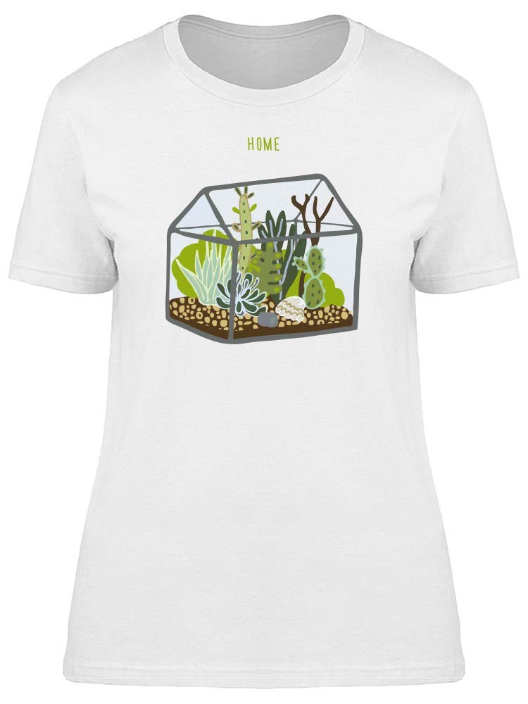 Smartprints Cool Succulents Terrarium T-Shirt for Women - Trendy Graphic Tee for Casual Wear, Gardening & Plant Lovers