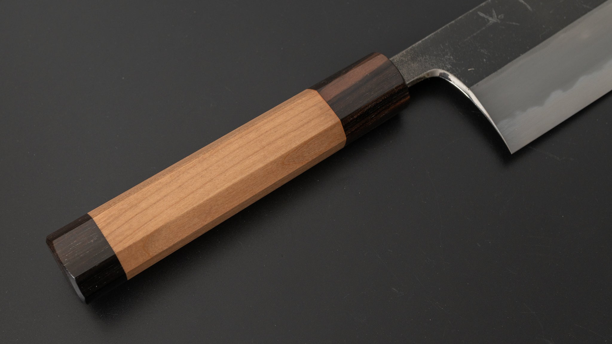 Hitohira Togashi Blue #2 Kurouchi Nakiri Knife - Japanese Chef Knife with Cherry Wood Handle & Ebony End - Perfect for Slicing Vegetables, Herbs & Sushi Preparation
