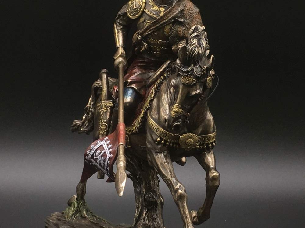 Polish Hussar Knight in Full Armor with Sabre Sword - 12.6 Inch Collectible Figurine | Medieval Decor, Gift for History Enthusiasts
