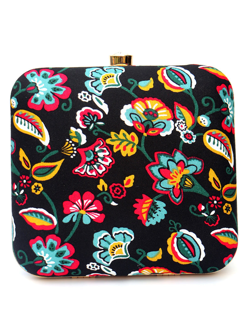Stylish Black Designer Printed Heavy Clutch Bag for Women - Perfect for Evening Parties, Weddings & Special Occasions