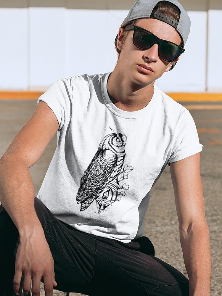 Owl with Lantern of Bones Graphic T-Shirt for Men | Vintage Gothic Streetwear | Perfect for Halloween, Concerts & Alternative Fashion