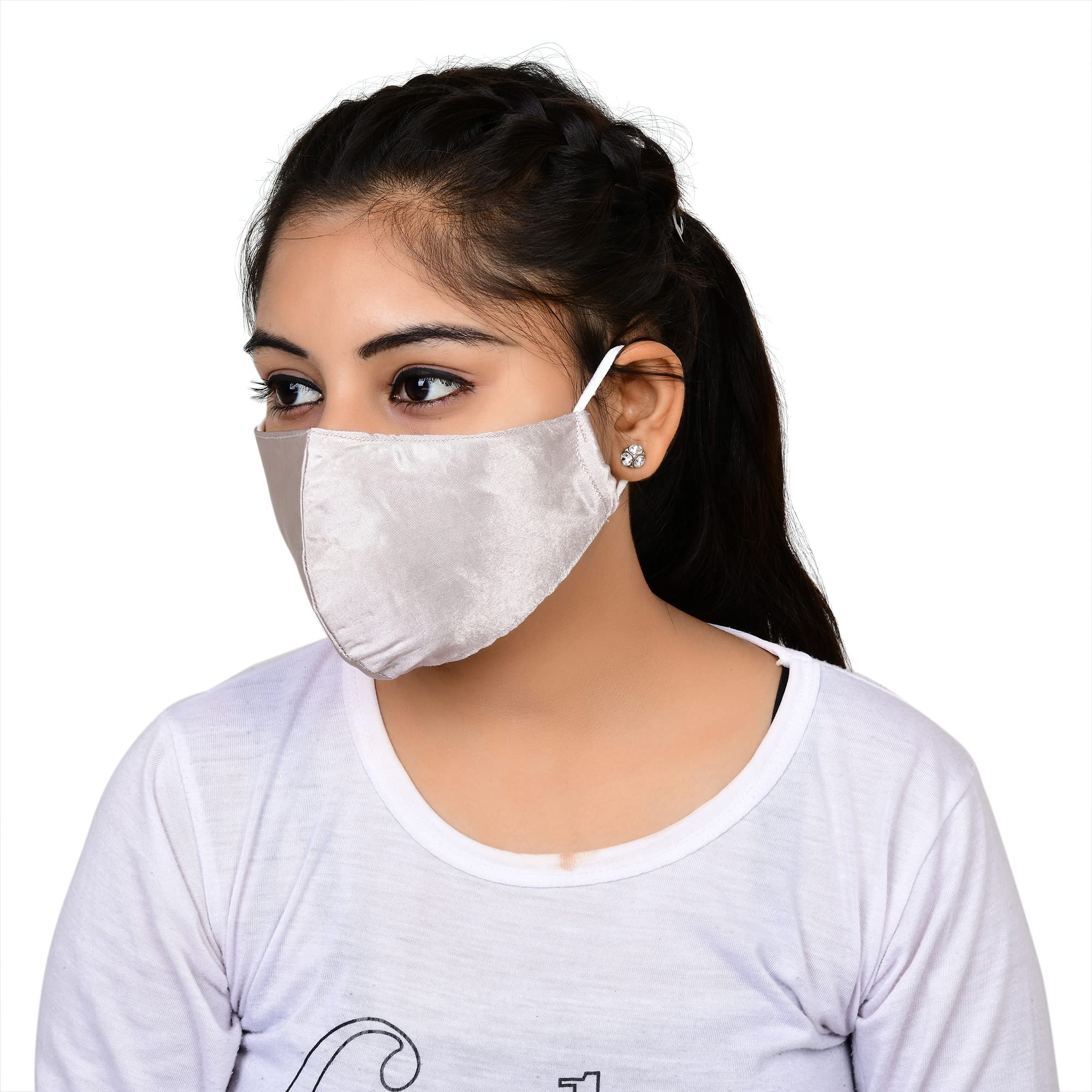 NNR Satin Silk Face Mask for Kids & Girls - Soft Elastic, Breathable, Pack of 3 Multicolor - Perfect for School, Travel & Daily Protection