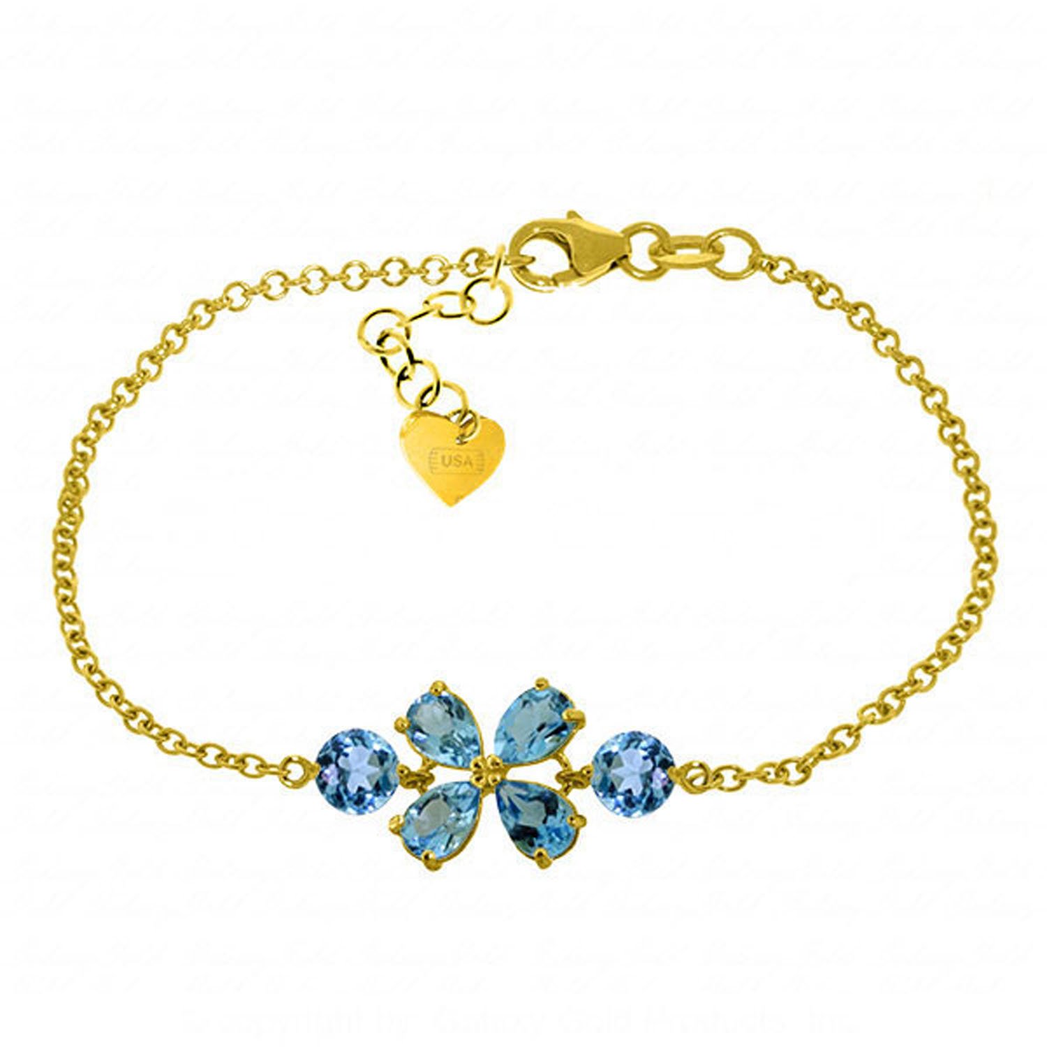 14K Solid Gold Bracelet with 3.15 Carat Natural Blue Topaz | Galaxy Gold GG | Elegant Jewelry for Women, Gift for Anniversary, Birthday & Special Occasions