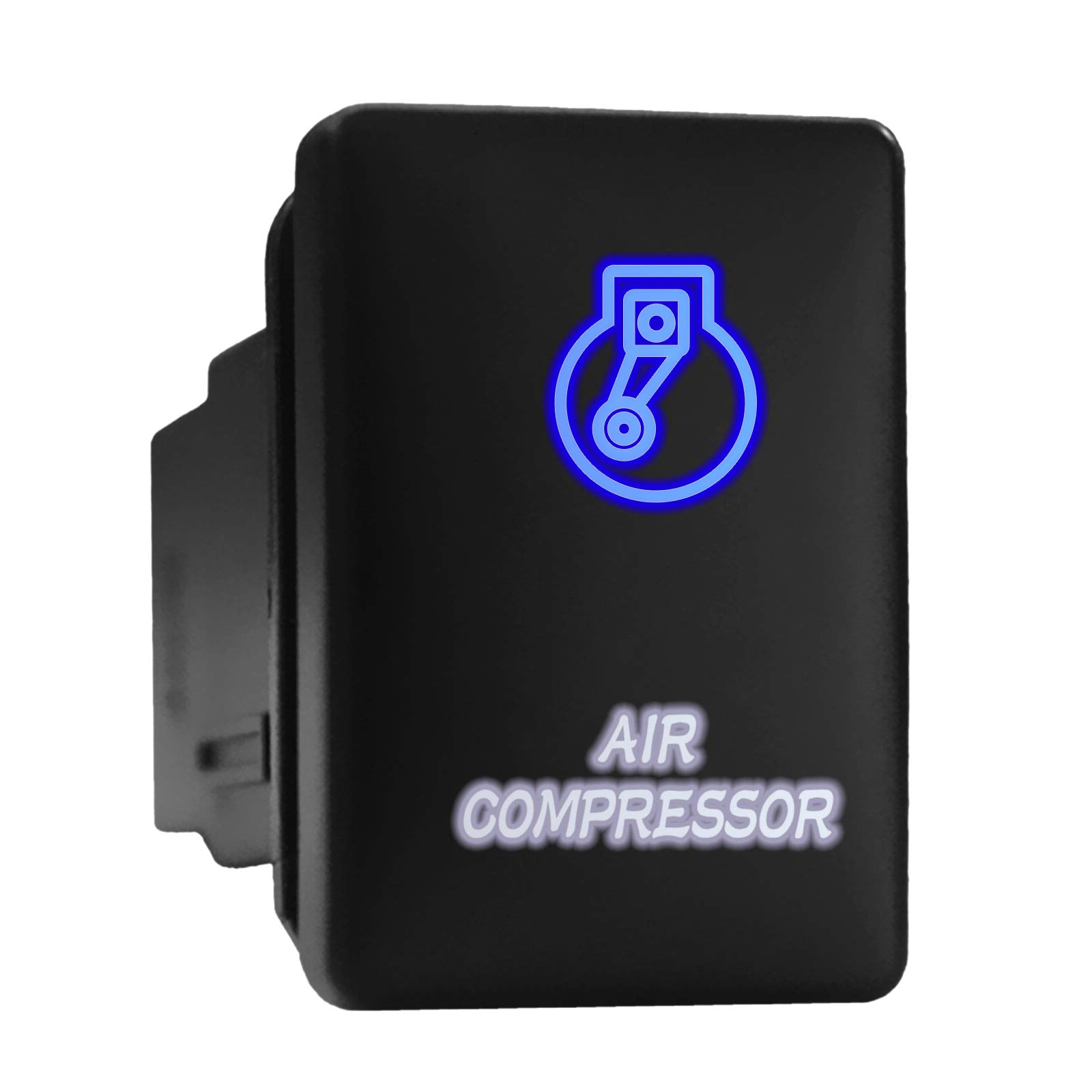 High-Quality AIR Compressor Symbol Backlit Switch - Modern Push Button for Toyota (Blue/White, 1.28x0.87in) - Perfect for Car Dashboard & Interior Lighting Upgrade