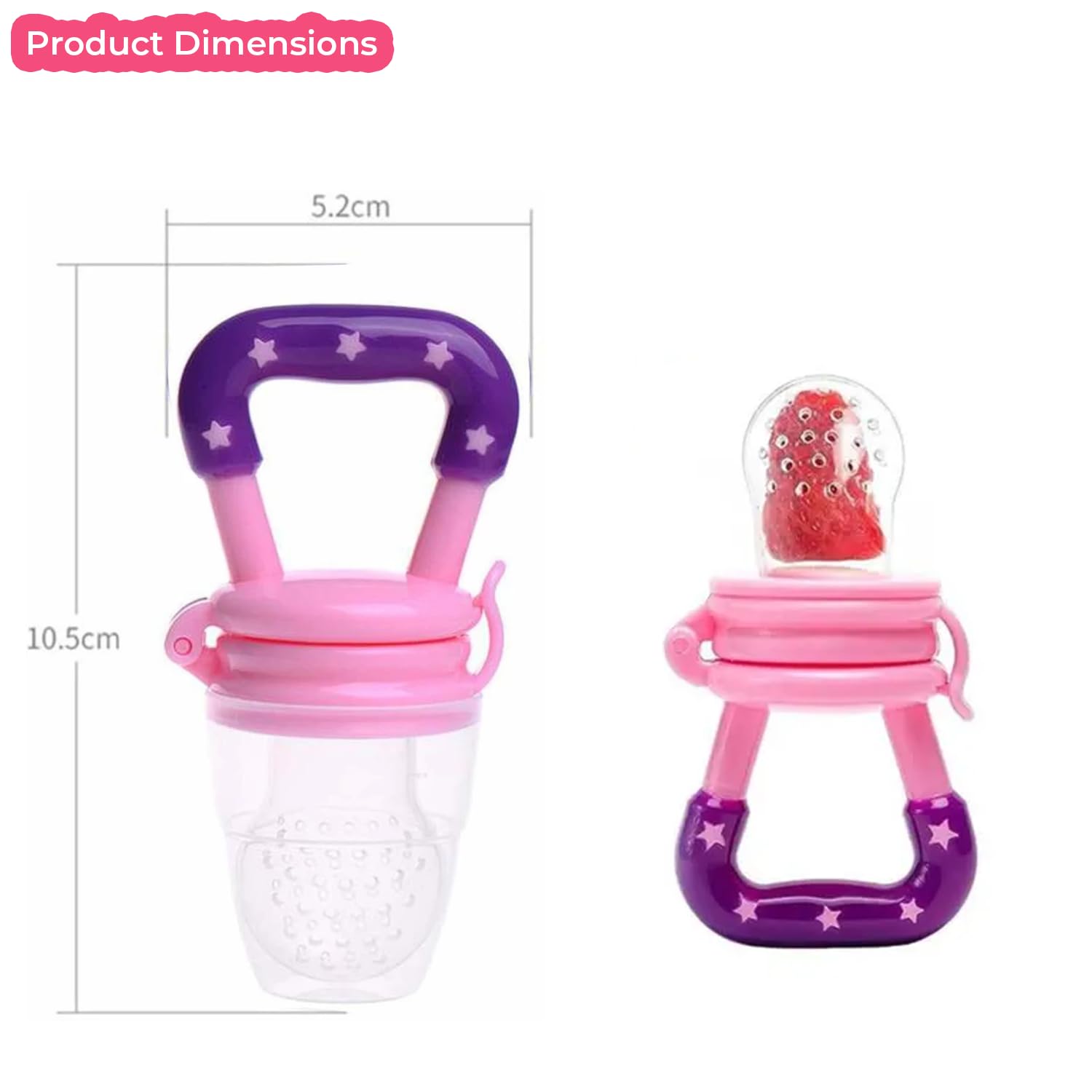 Safe-O-Kid® BPA-Free Baby Food Feeder - Non-Toxic Silicone Feeder for Fresh Fruits, Vegetables & Snacks | Teething Relief for Babies & Toddlers | Perfect for On-the-Go Feeding, Travel & Mess-Free Snacking (Pink, 1-Pack)