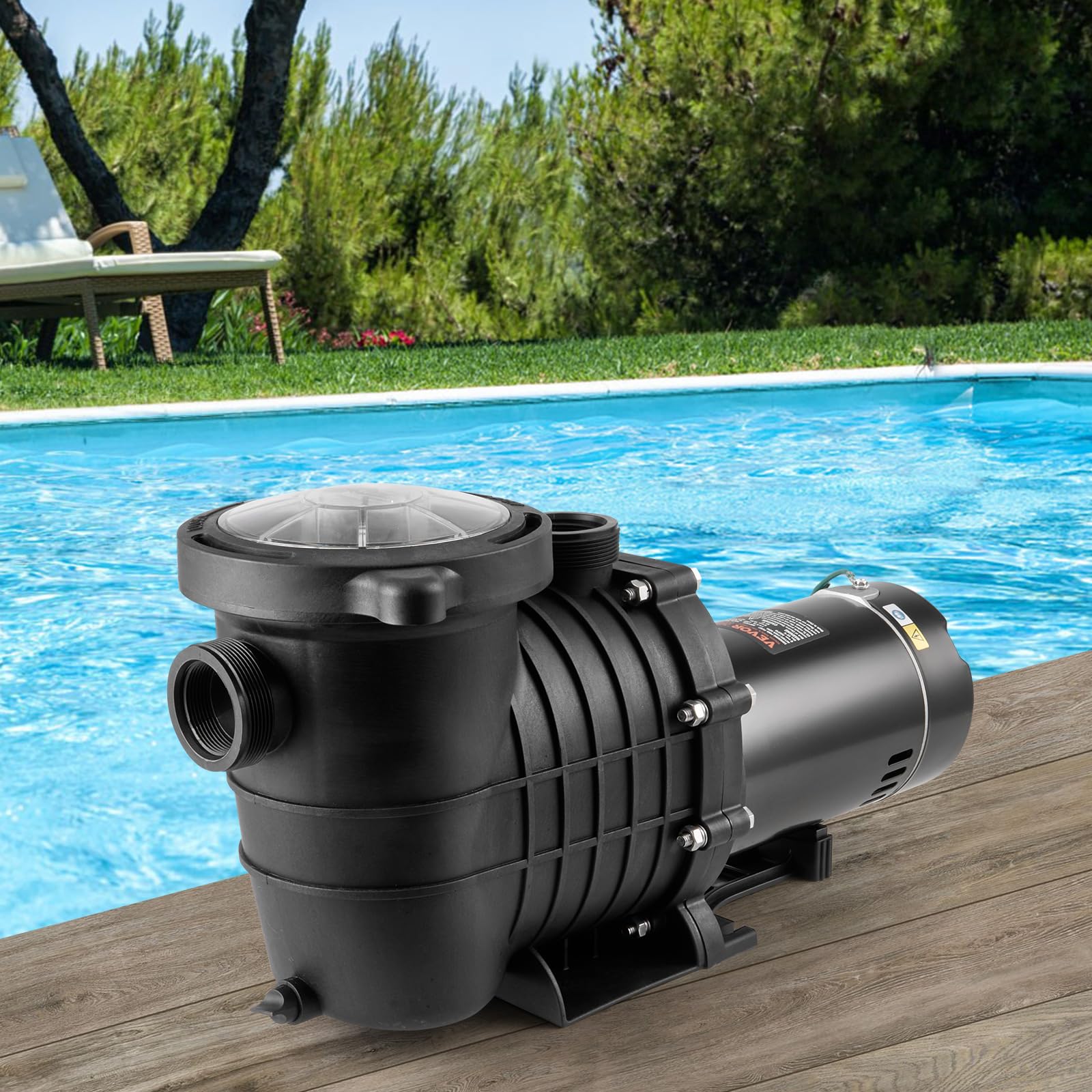 VEVOR 1.5 HP Above Ground Pool Pump - 100 GPM Single Speed Swimming Pool Pump with Filter Basket, 110V/240V 3450 RPM, 50.9 ft Max Head - Perfect for Above Ground Pools, Hot Tubs, Spas and Backyard Water Features